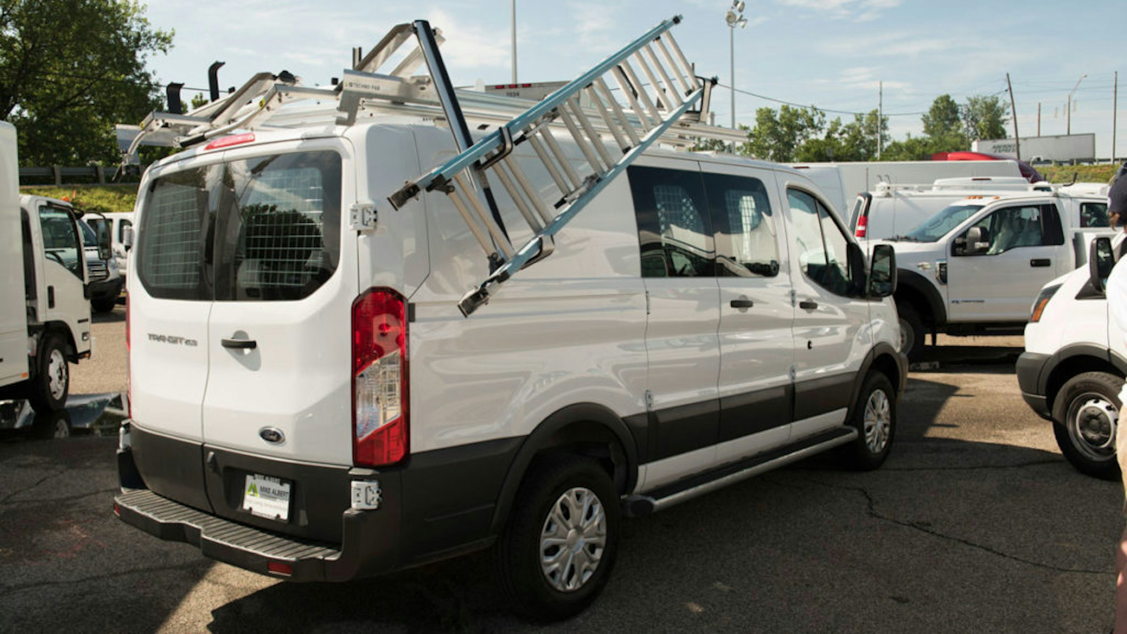 pull down ladder rack on service van