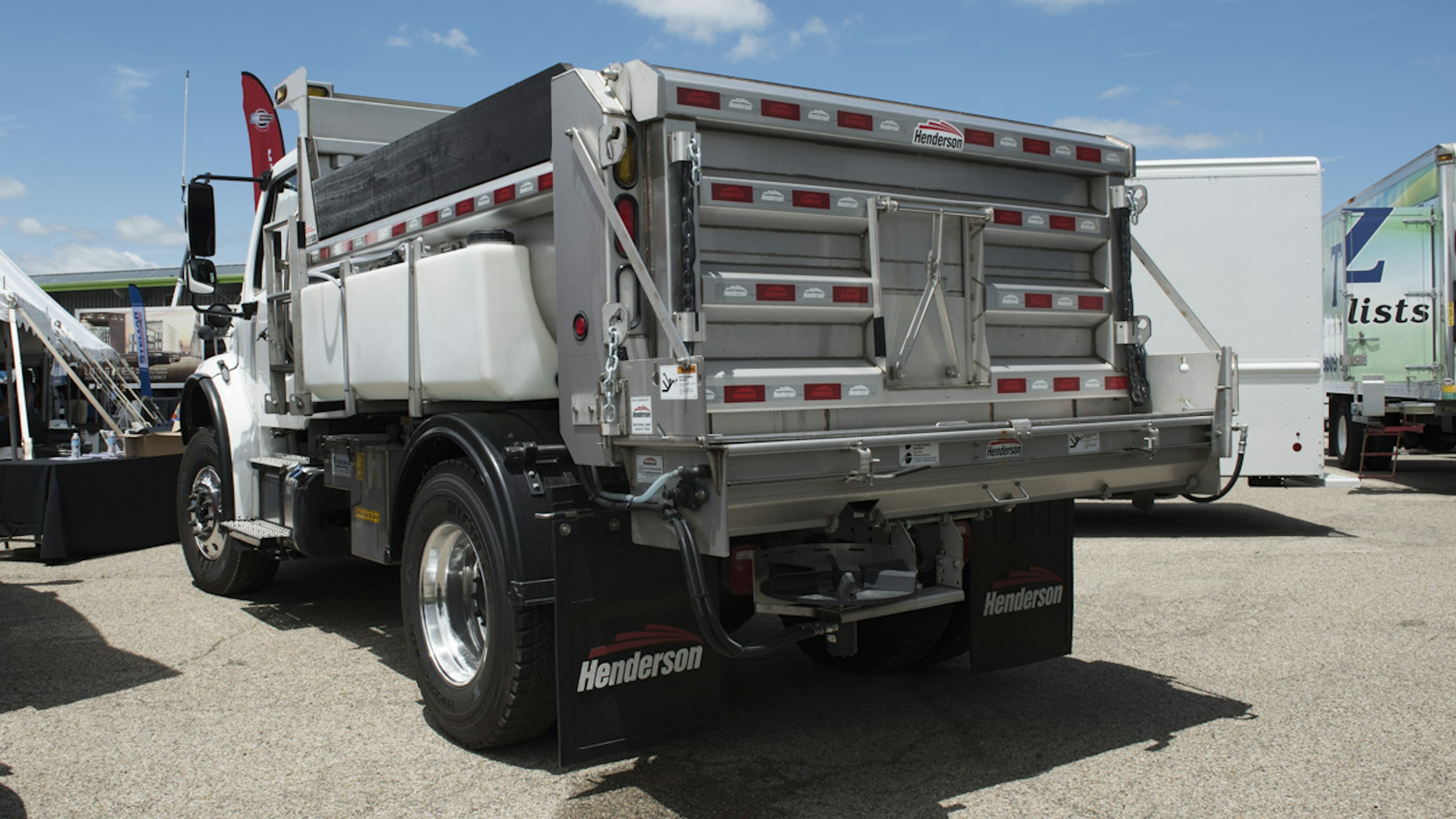 Back of Medium Duty Municipal Snow Truck