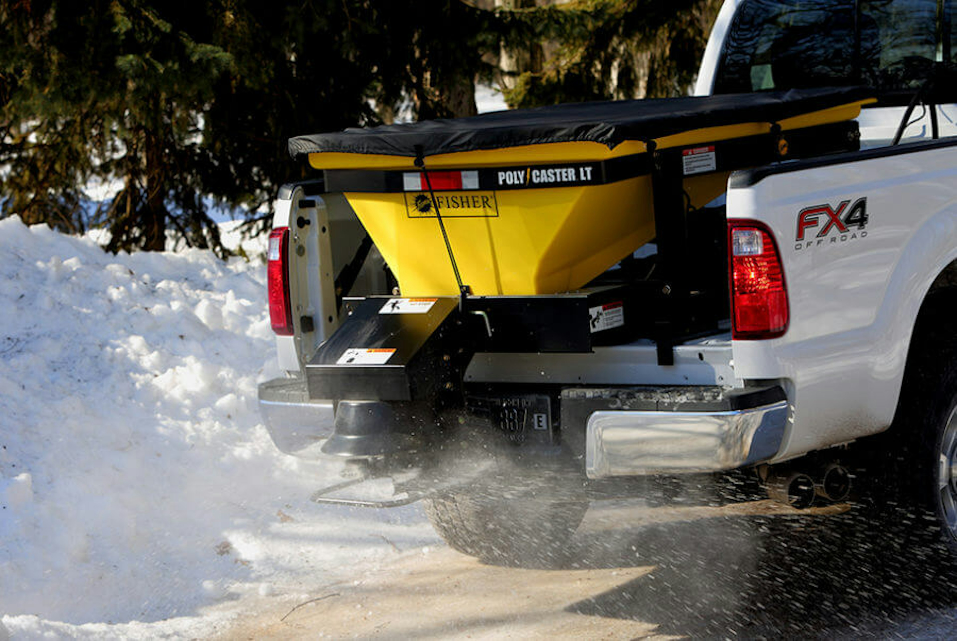 Salt Spreader Attachment that sits in the bed of a Pickup Truck