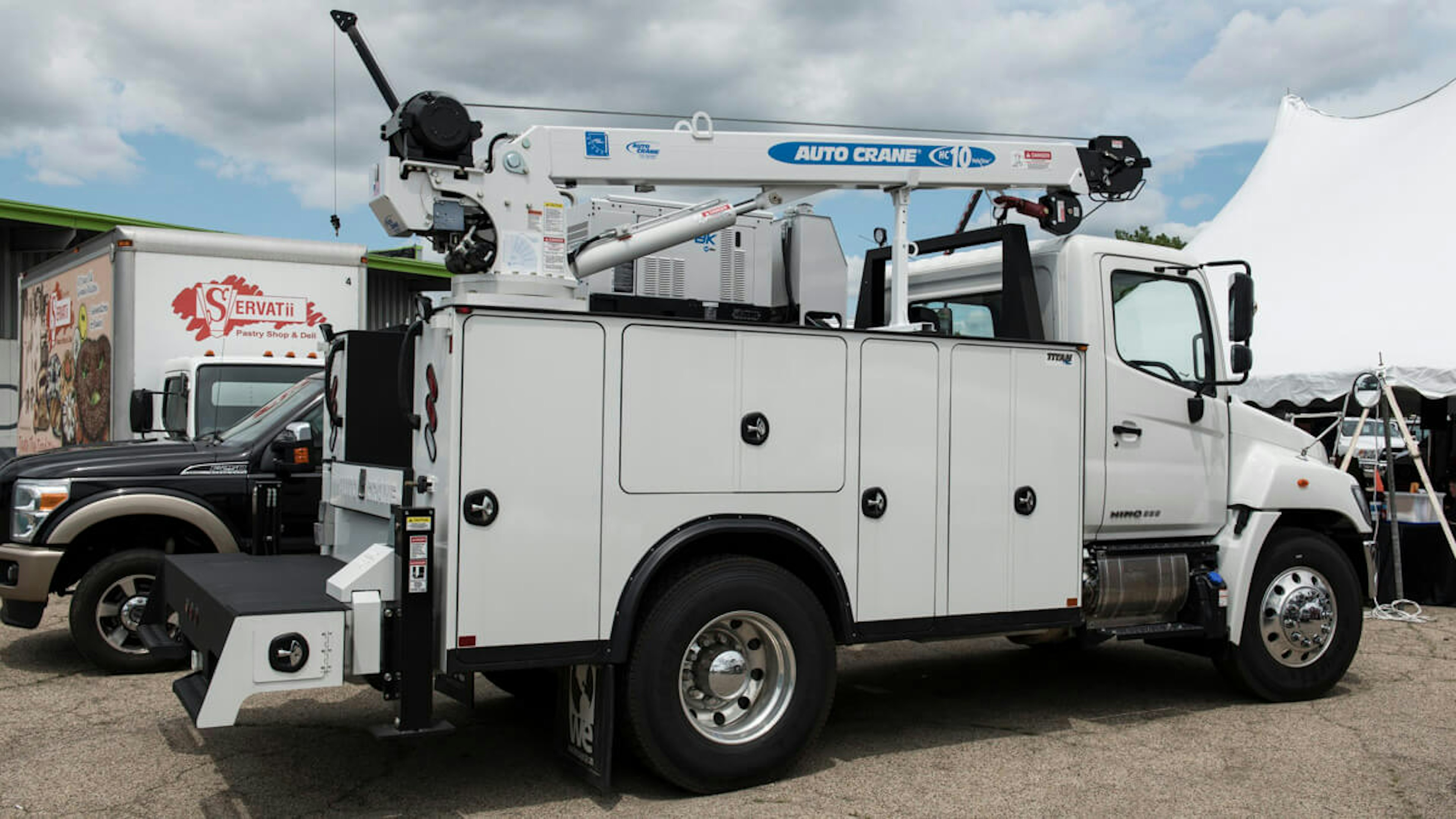 Crane Winch on heavy duty service truck