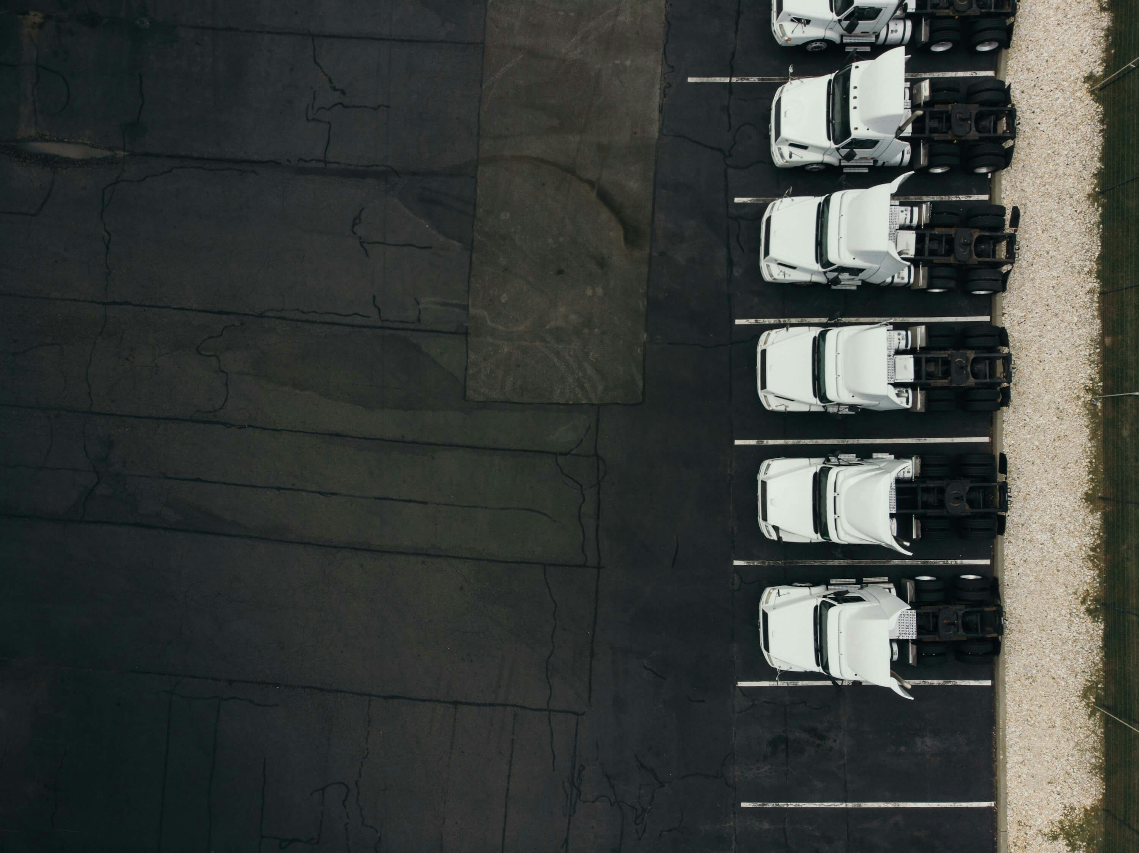 aerial view of heavy duty trucks