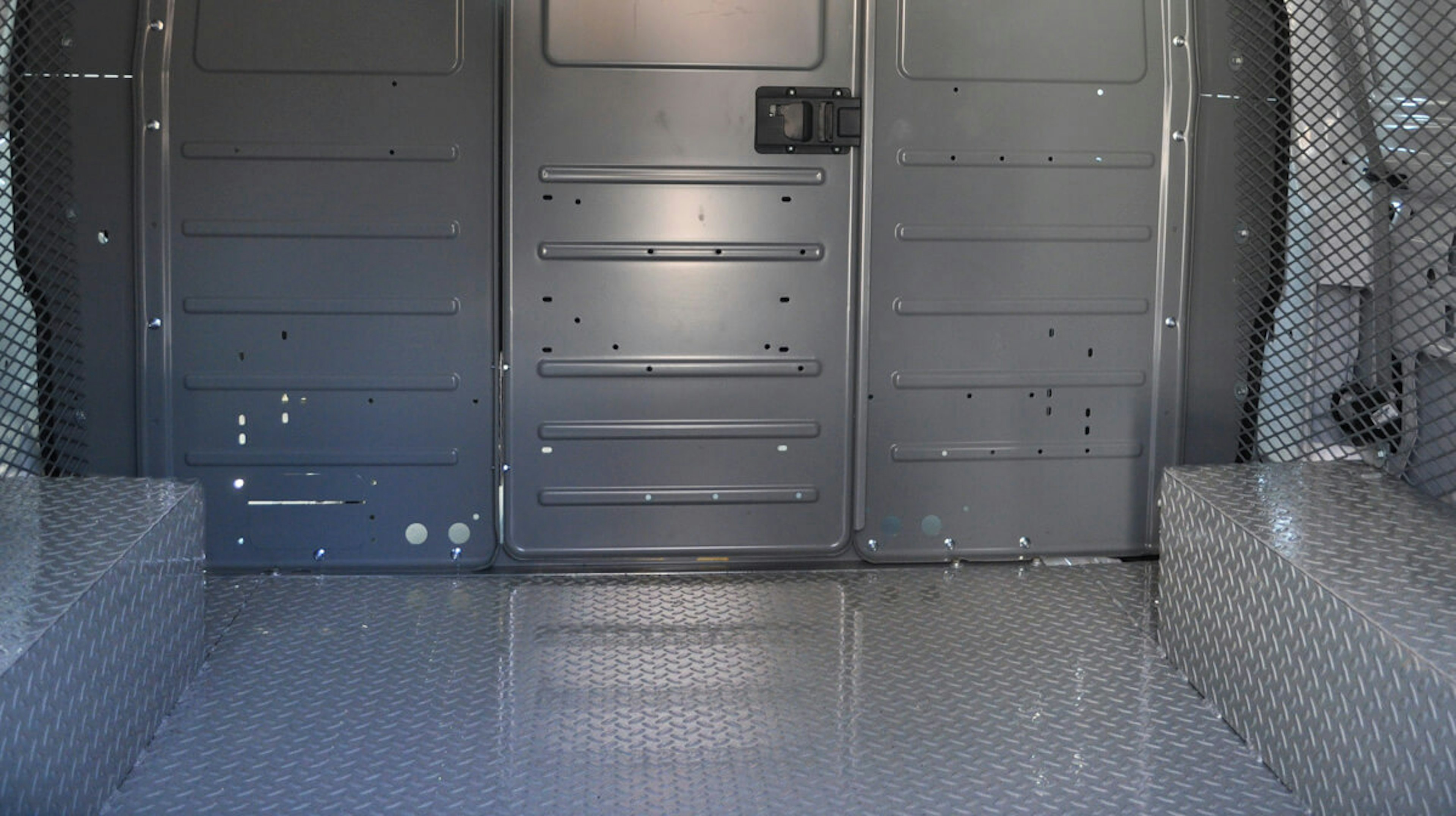 Diamond Plated Floor In the back of a van