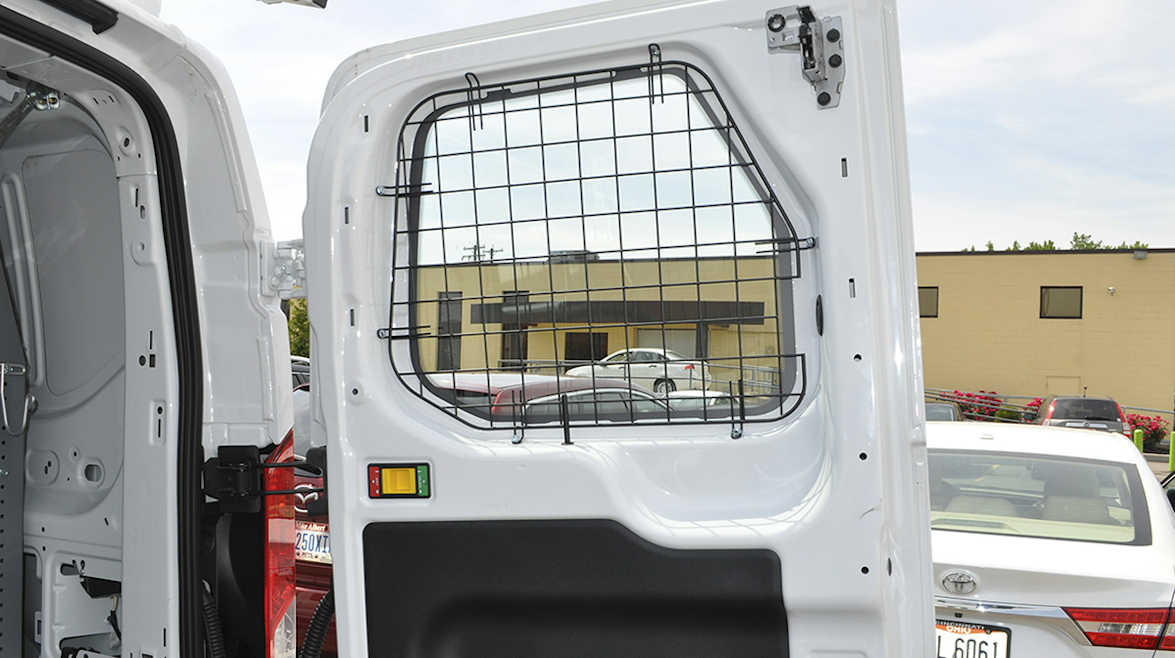 Van with Rear Window Bracing to Prevent Theft