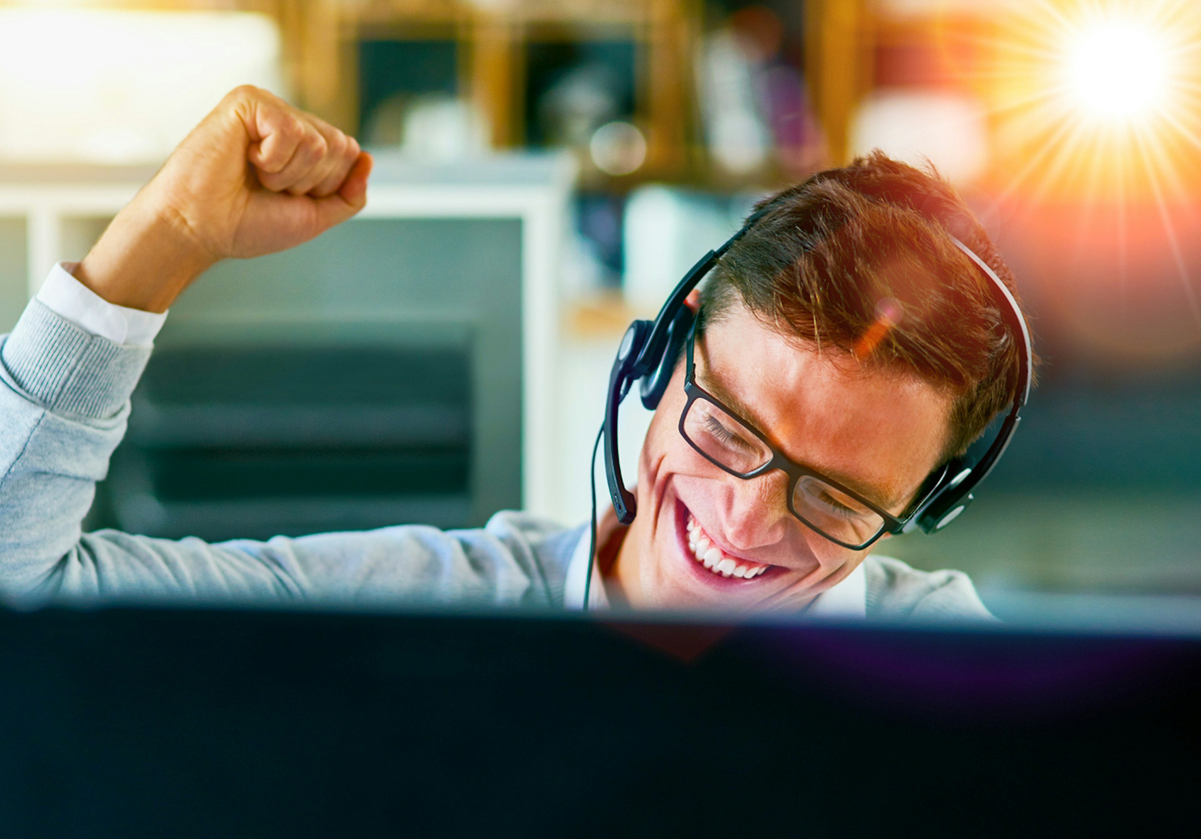 man celebrating winning at fleet