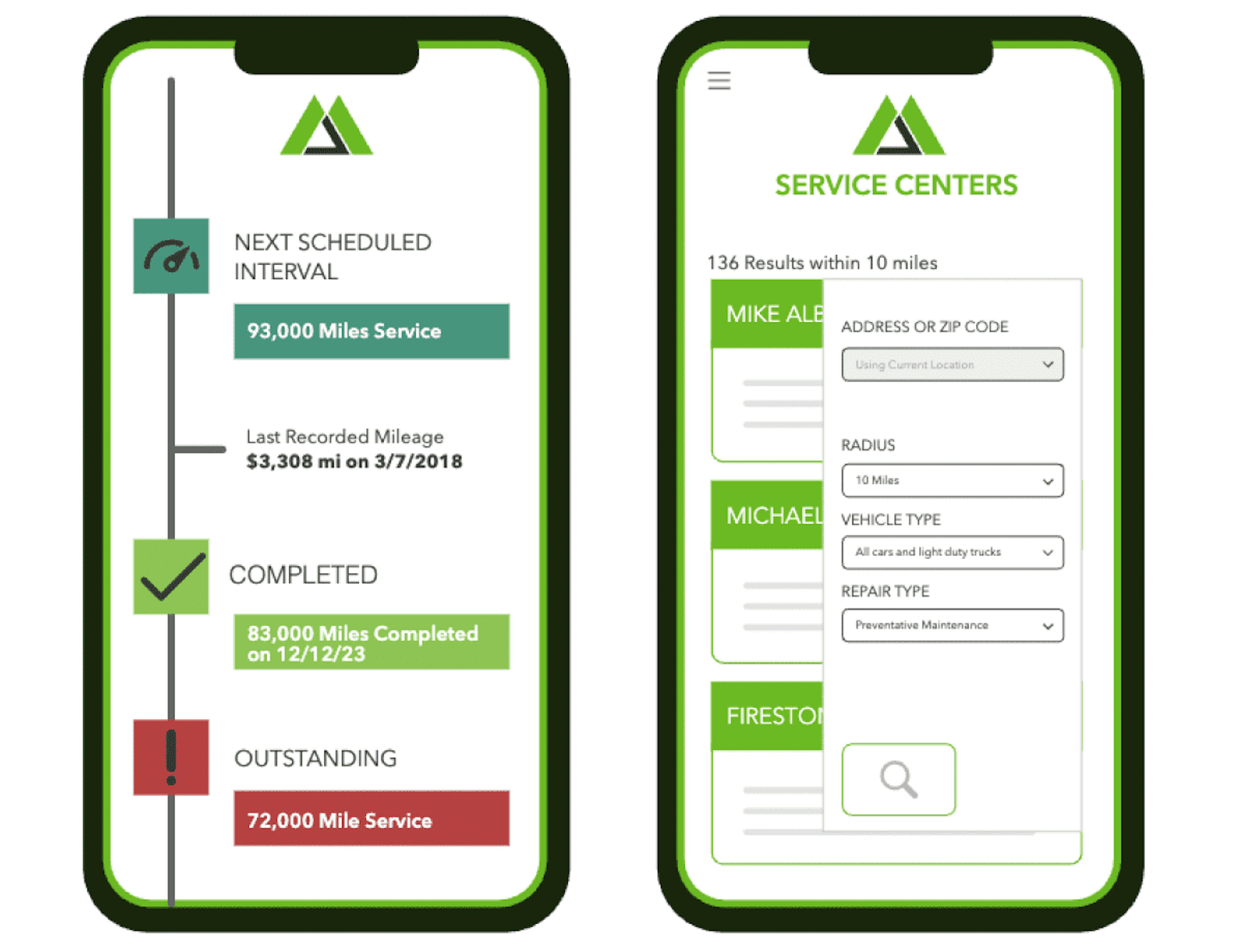 fleet maintenance mobile app screen shots