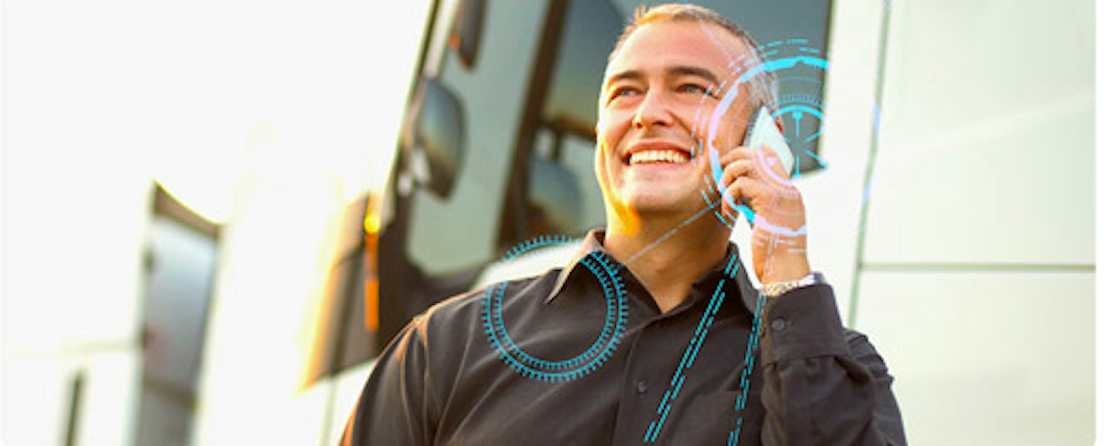 Fleet driver using a phone near a service vehicle