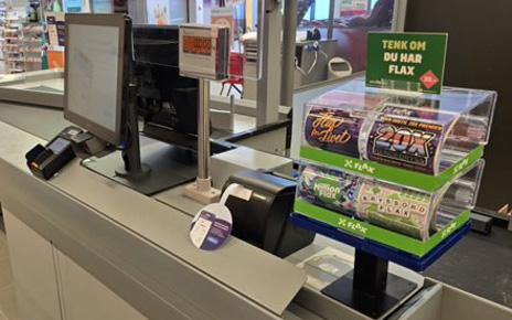 Bilde av et typisk oppsett med en Flax-dispenser hos en forhandler