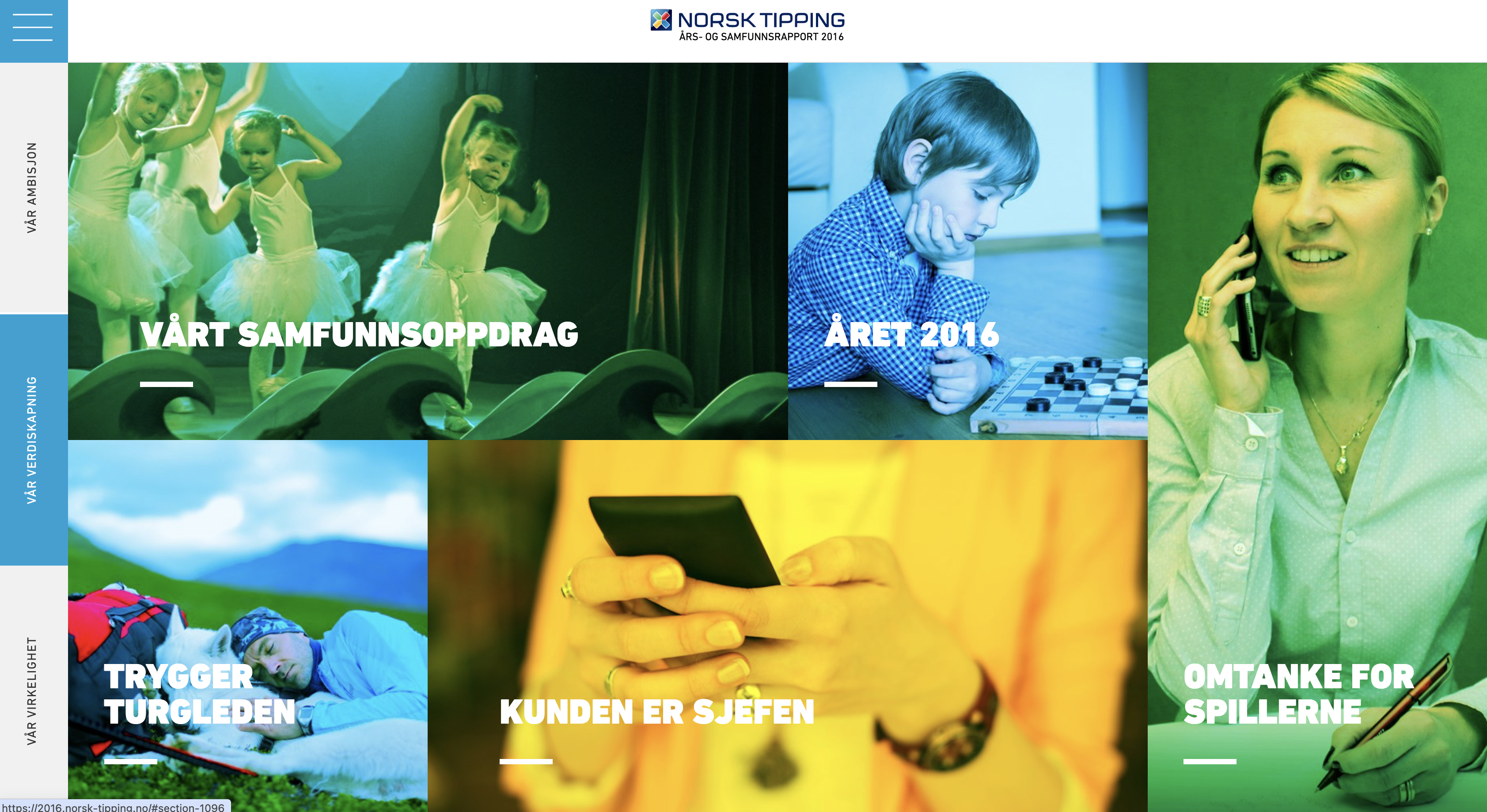 Skjermbilde av Årsrapport i 2016.