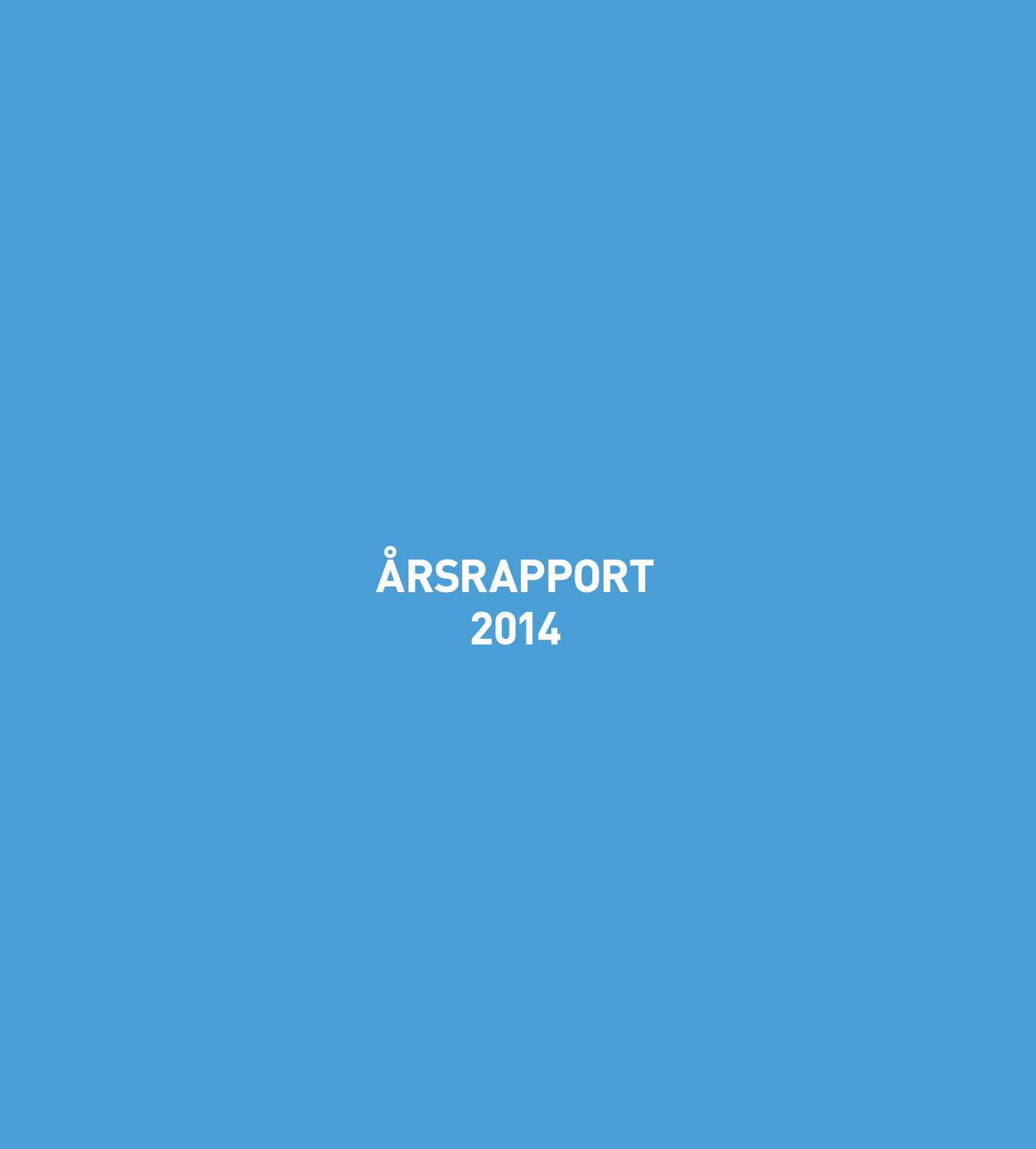 Blå bakgrunn med teksten Årsrapporti 2014.