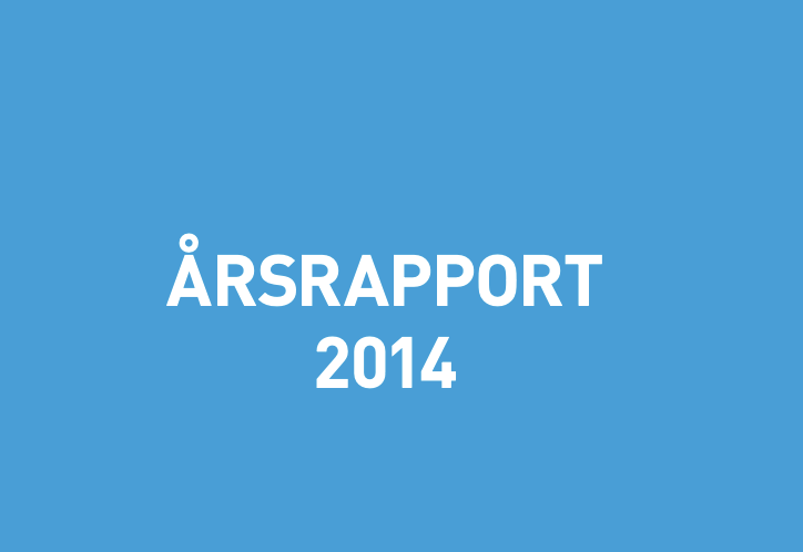 Blå bakgrunn med teksten Årsrapporti 2014.