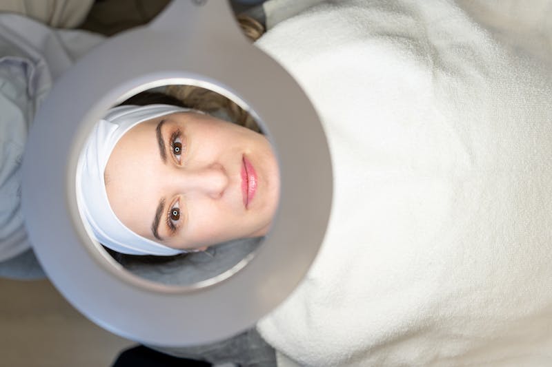 Woman in clinic receiving a beauty treatment