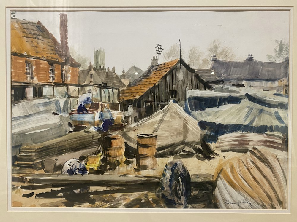 Harry Arthur Riley - Woodbridge Boatyard - Mixed media - Skymeadow Gallery
