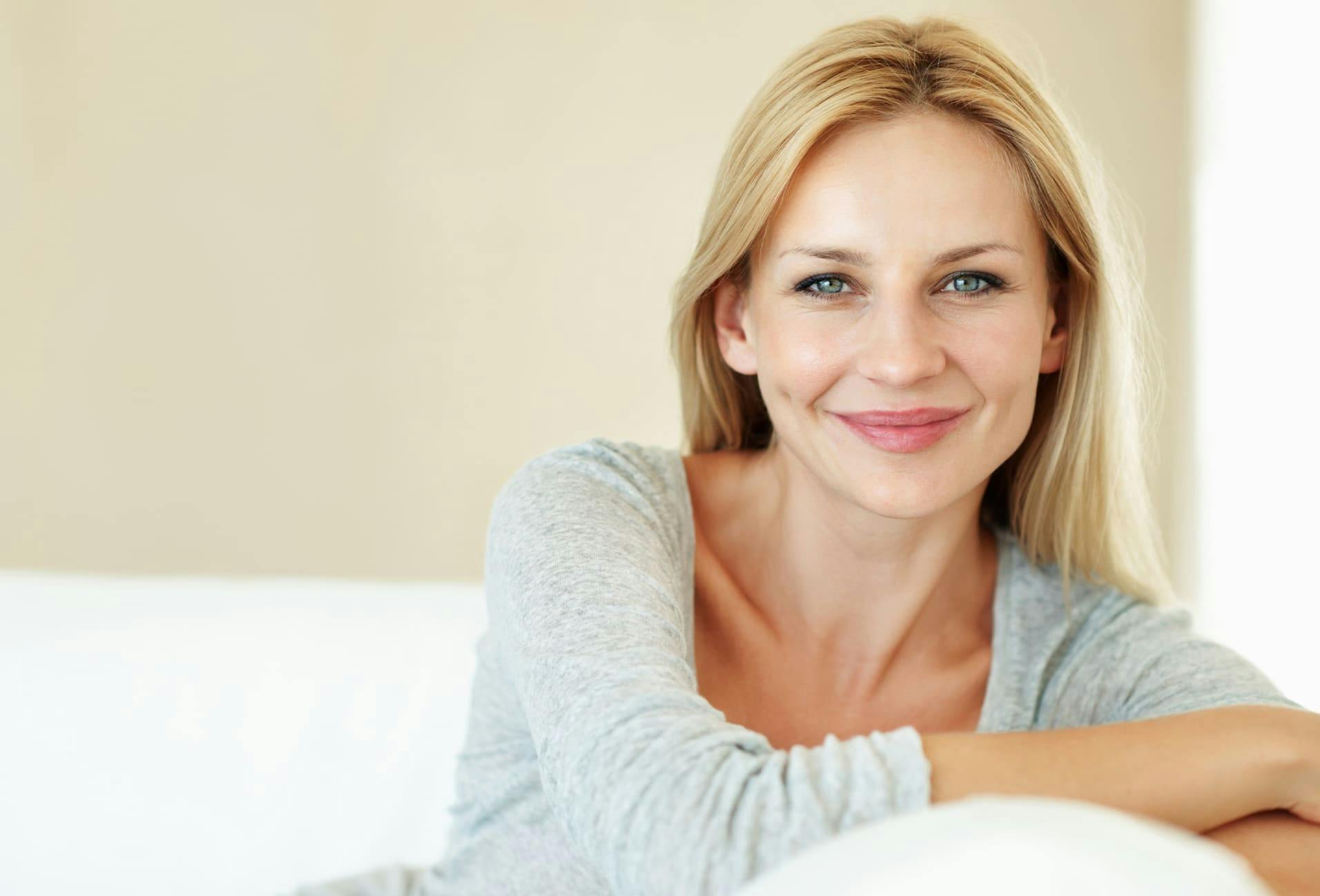 Blonde woman smiling
