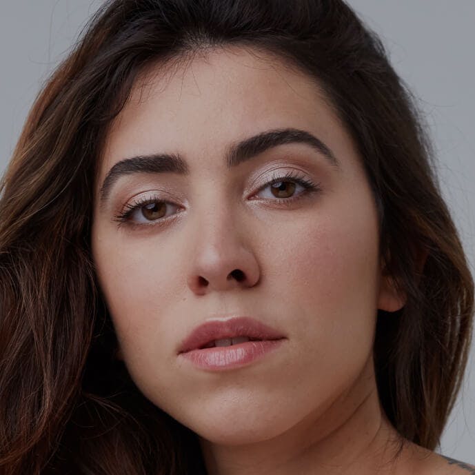 Beautiful woman looking straight ahead