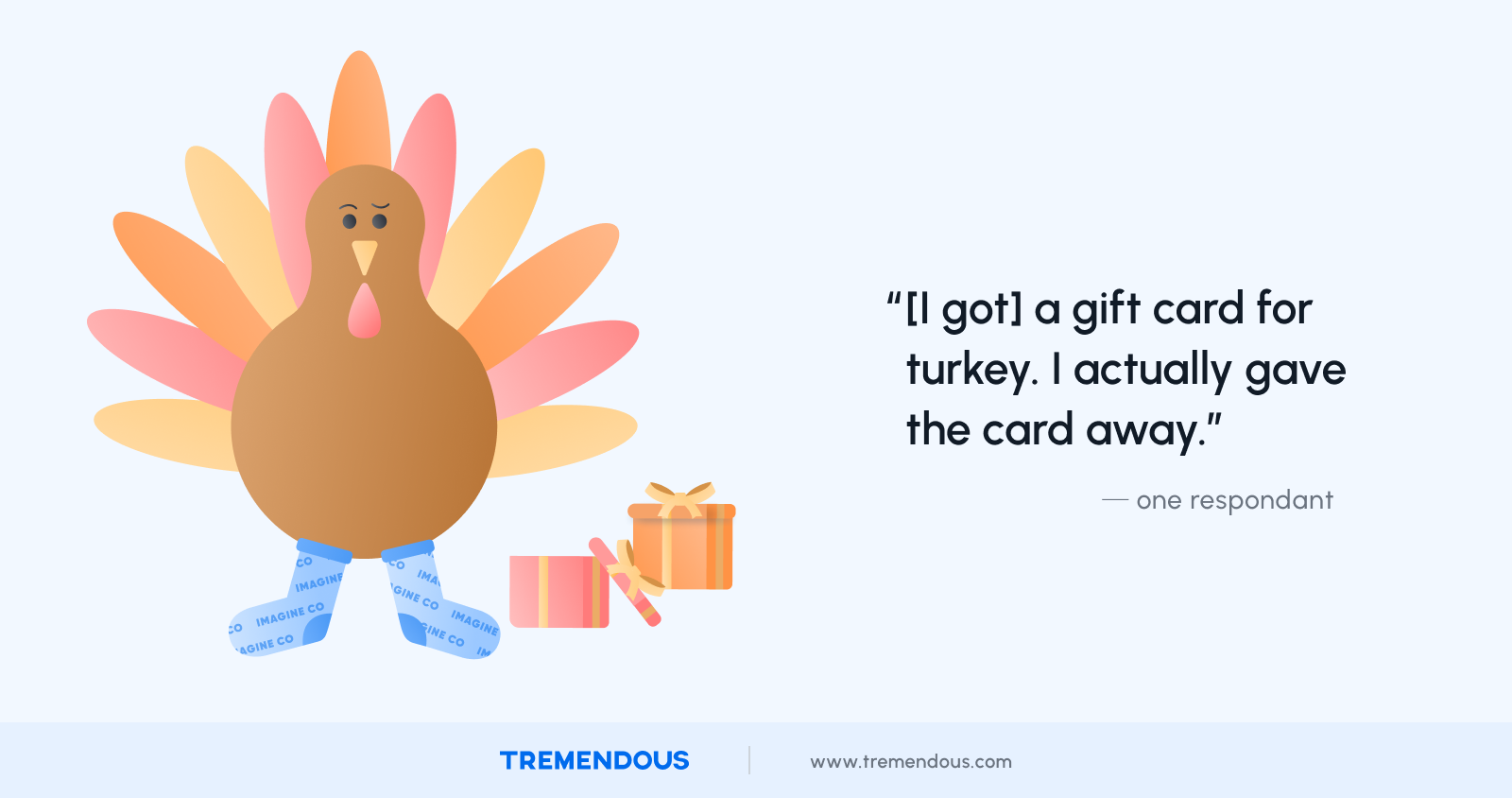 "[I got] a gift card for turkey. I actually gave the card away."