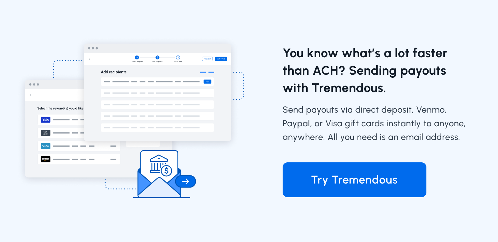 send payments faster with Tremendous