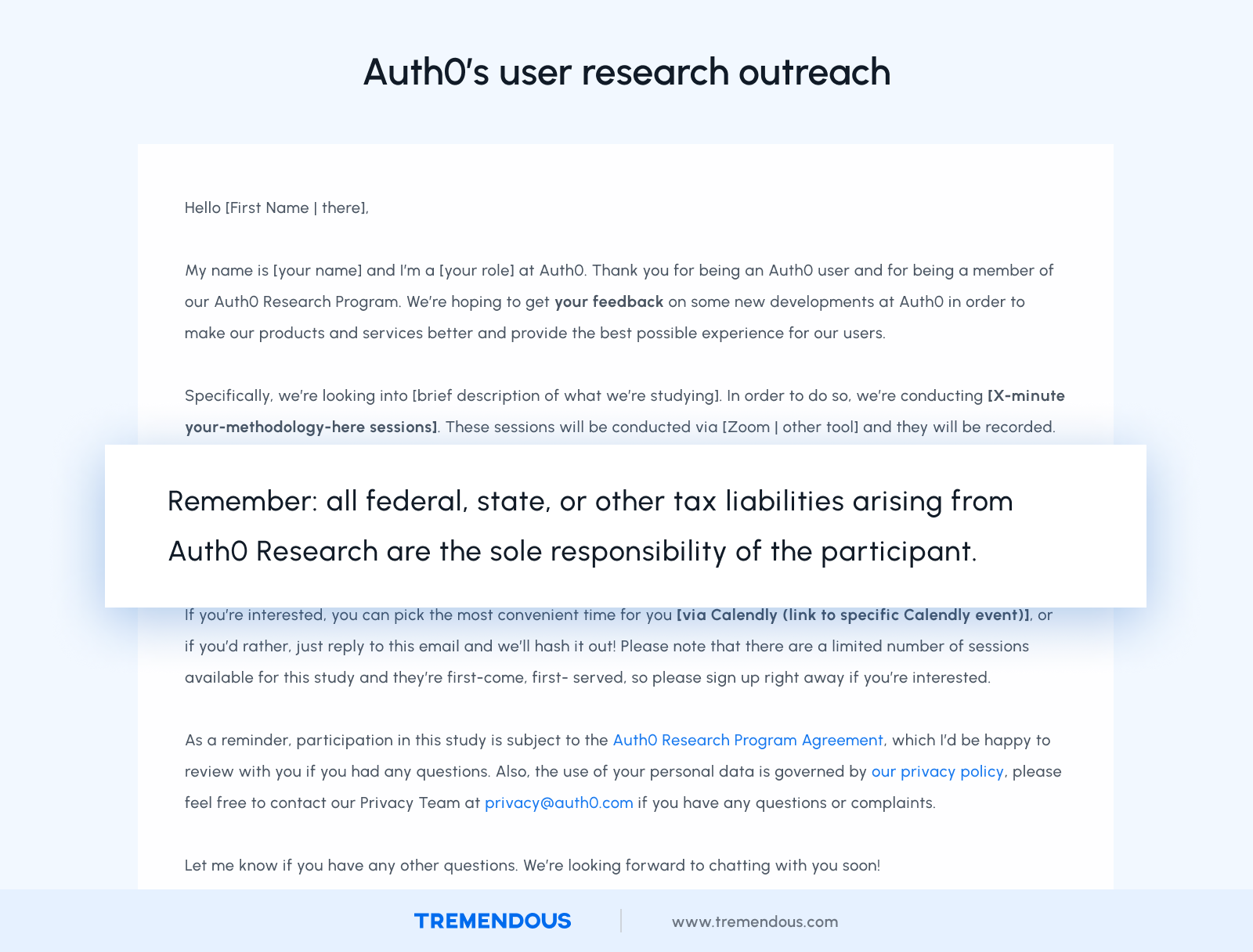 Auth0's user research outreach