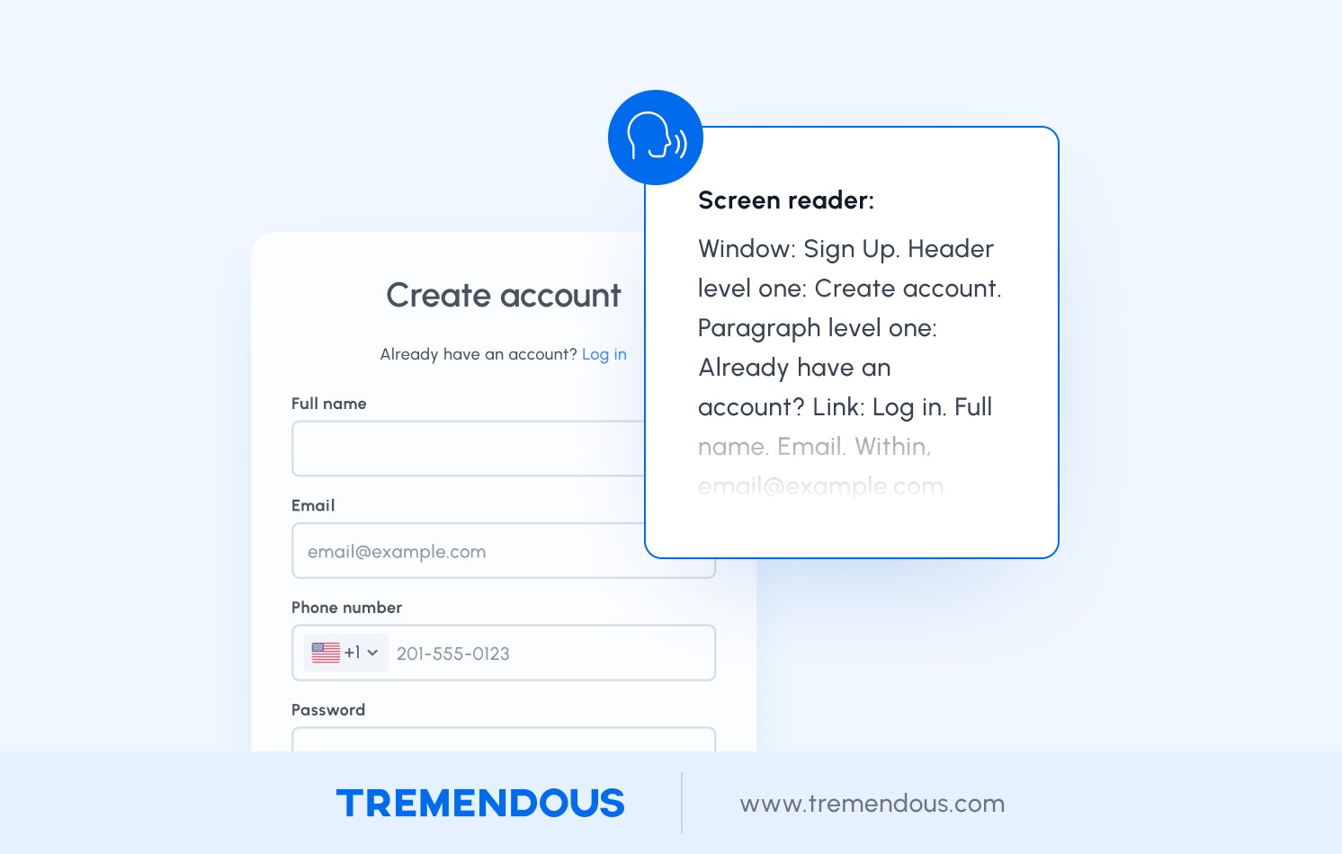 Screen reader screenshot