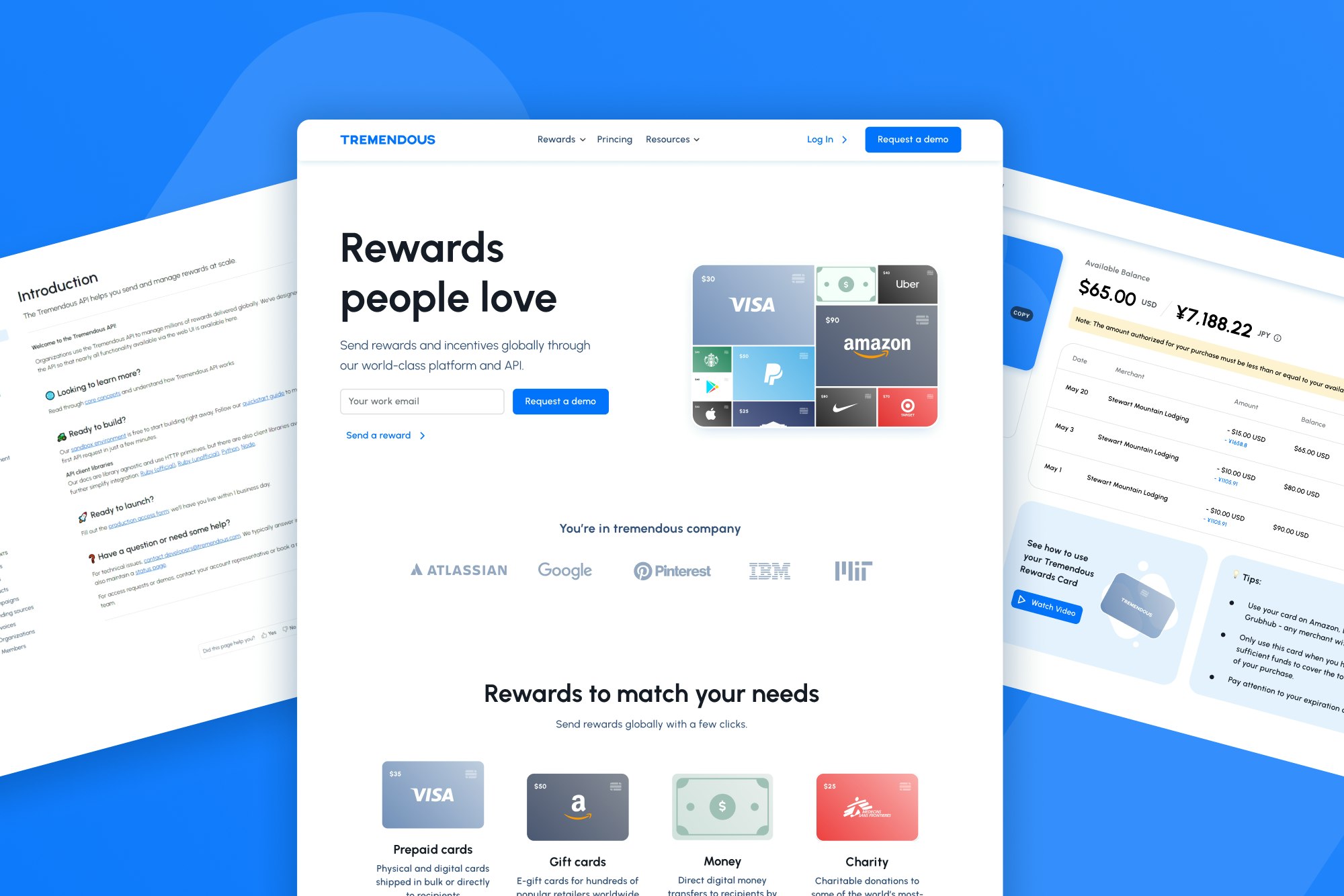 An image showing the overhauled look and feel of www.tremendous.com