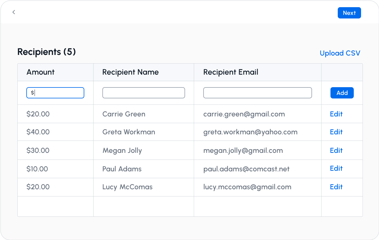 add recipients