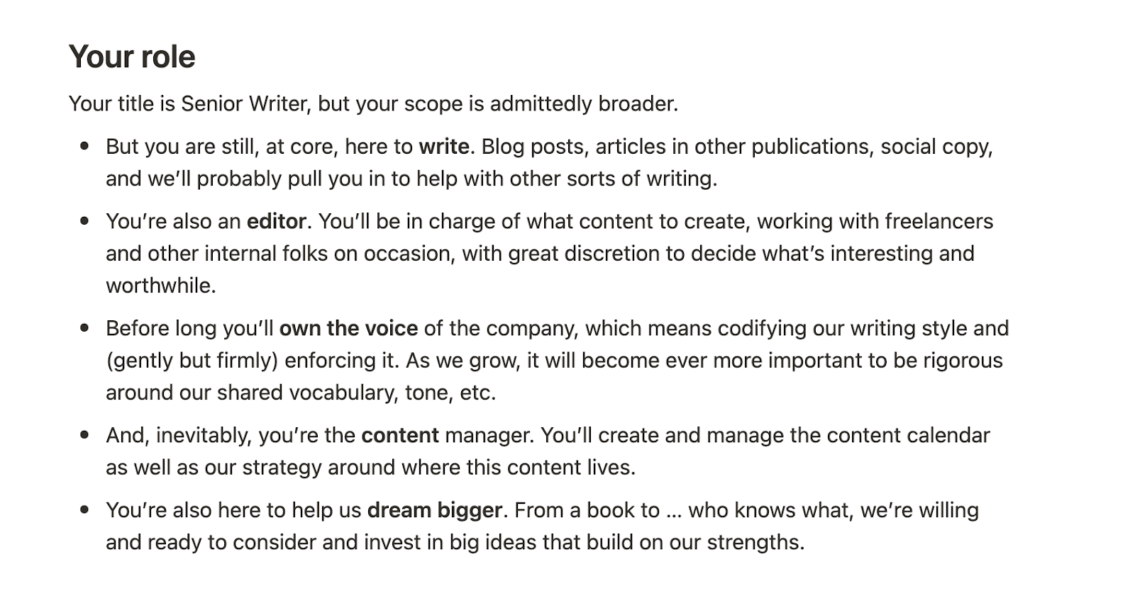 A document on Notion with text that reads: "Welcome, Kate! So excited to have you join the team. You're going to have a huge impact at Tremendous. Here are some actual quotes from your interview scorecards:"