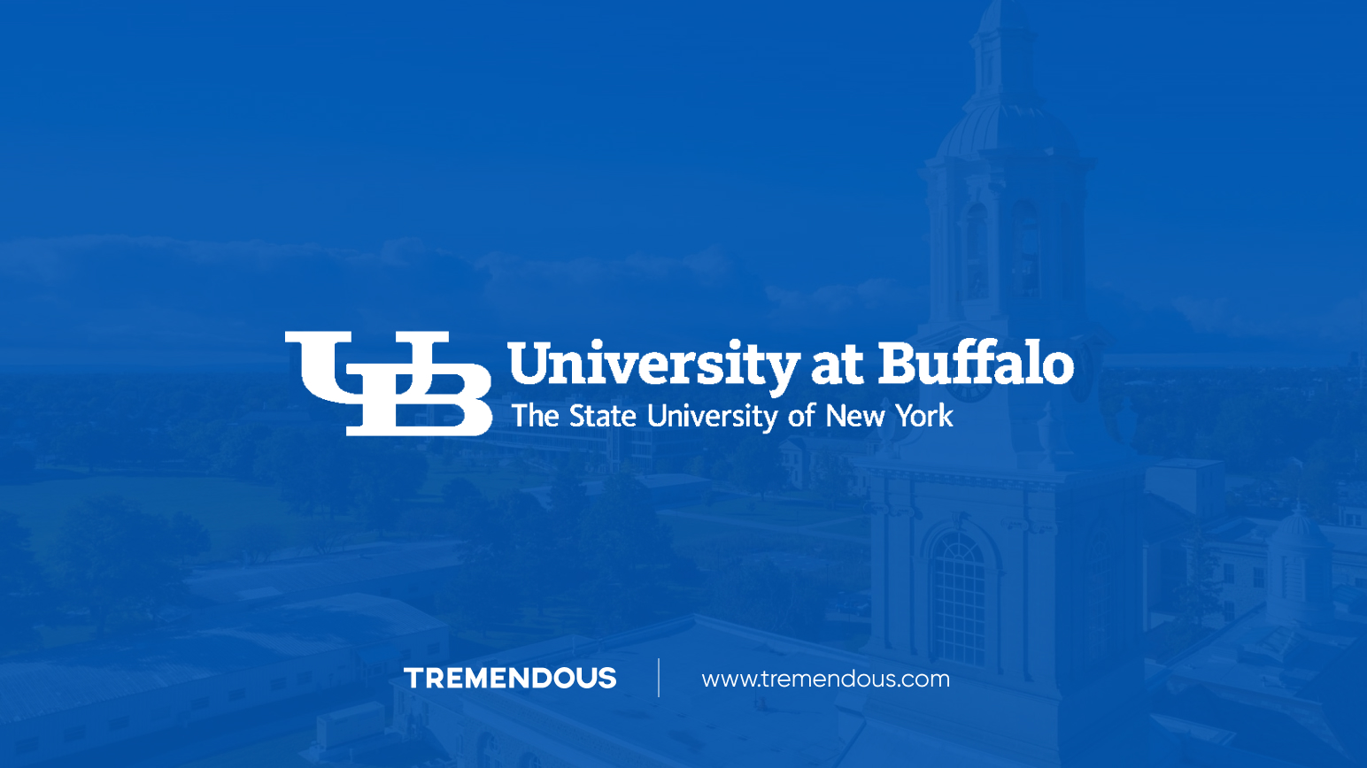 The University of Buffalo logo on a blue background.