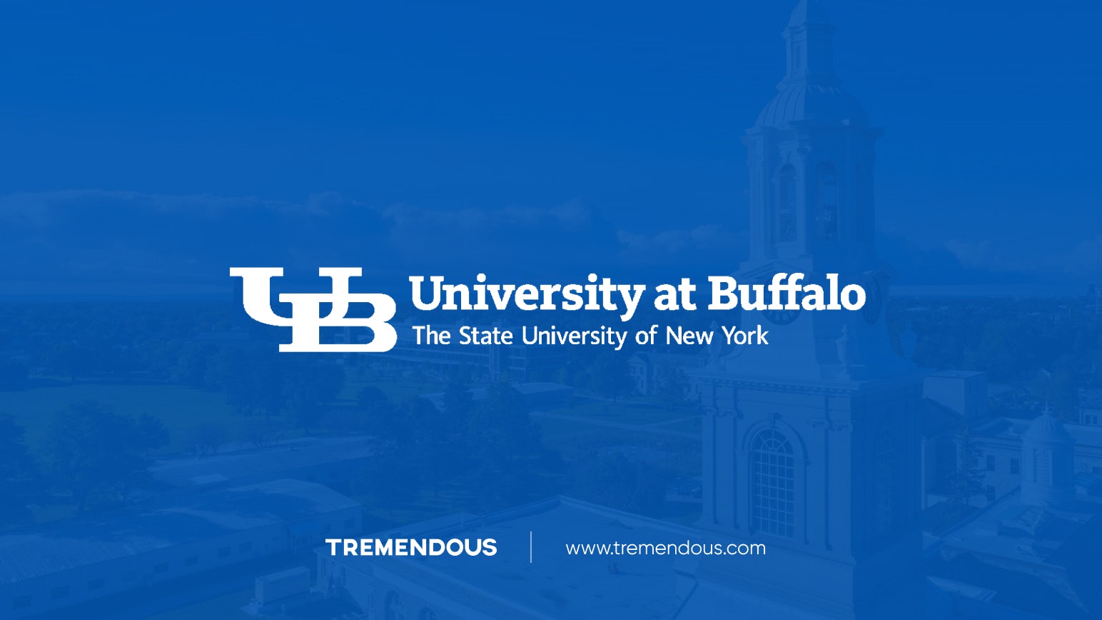 The University of Buffalo logo on a blue background.