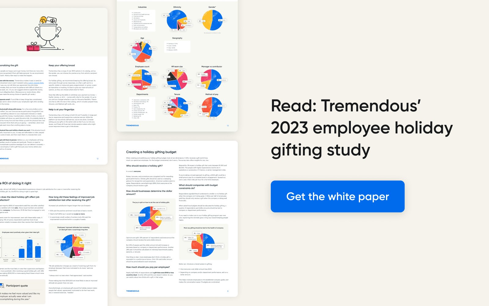 A screenshot of the Tremendous 2023 holiday gifting study.