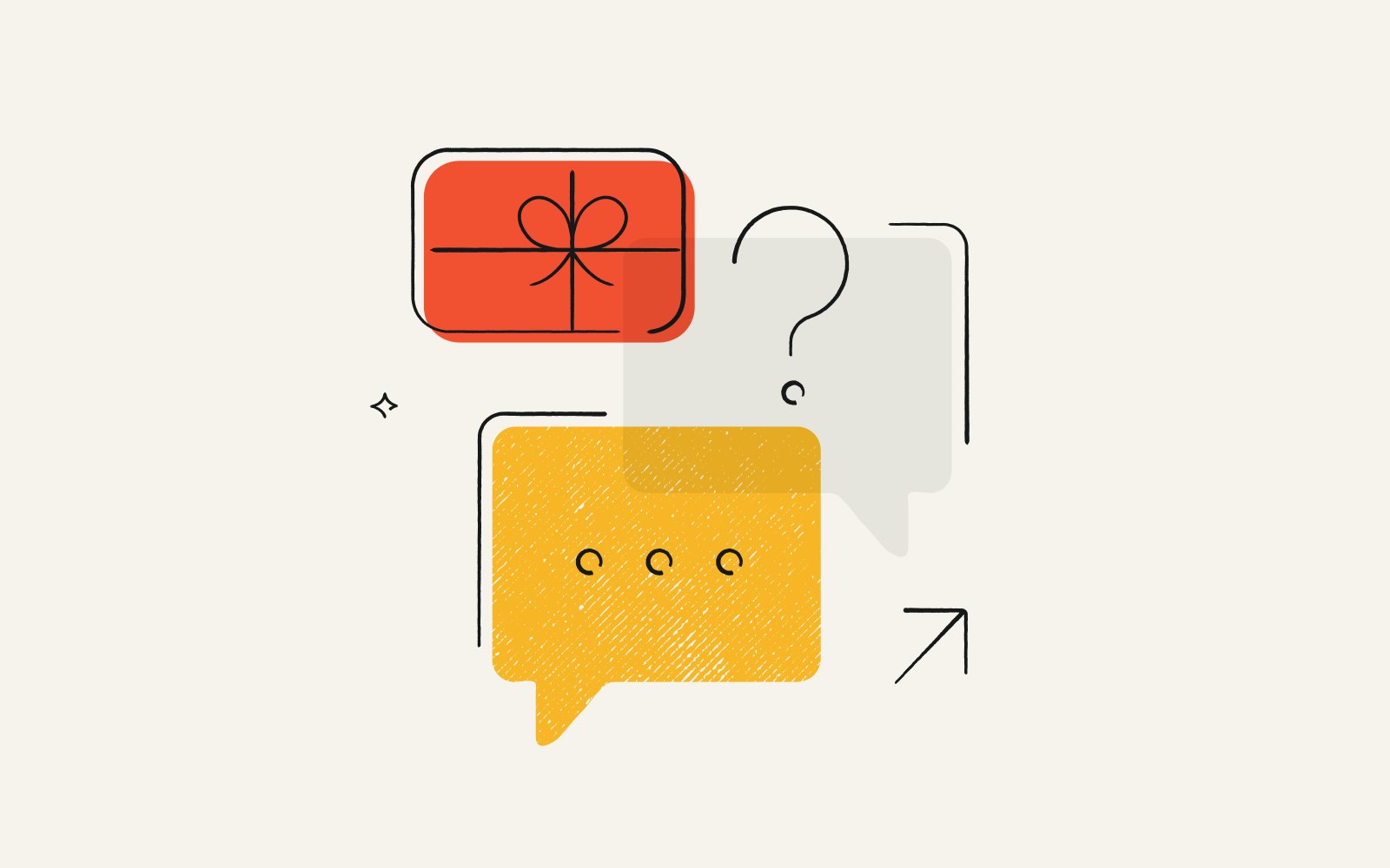 A speech bubble and a gift card.