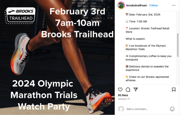 An ad for the Olympic Marathon Trials watch party.