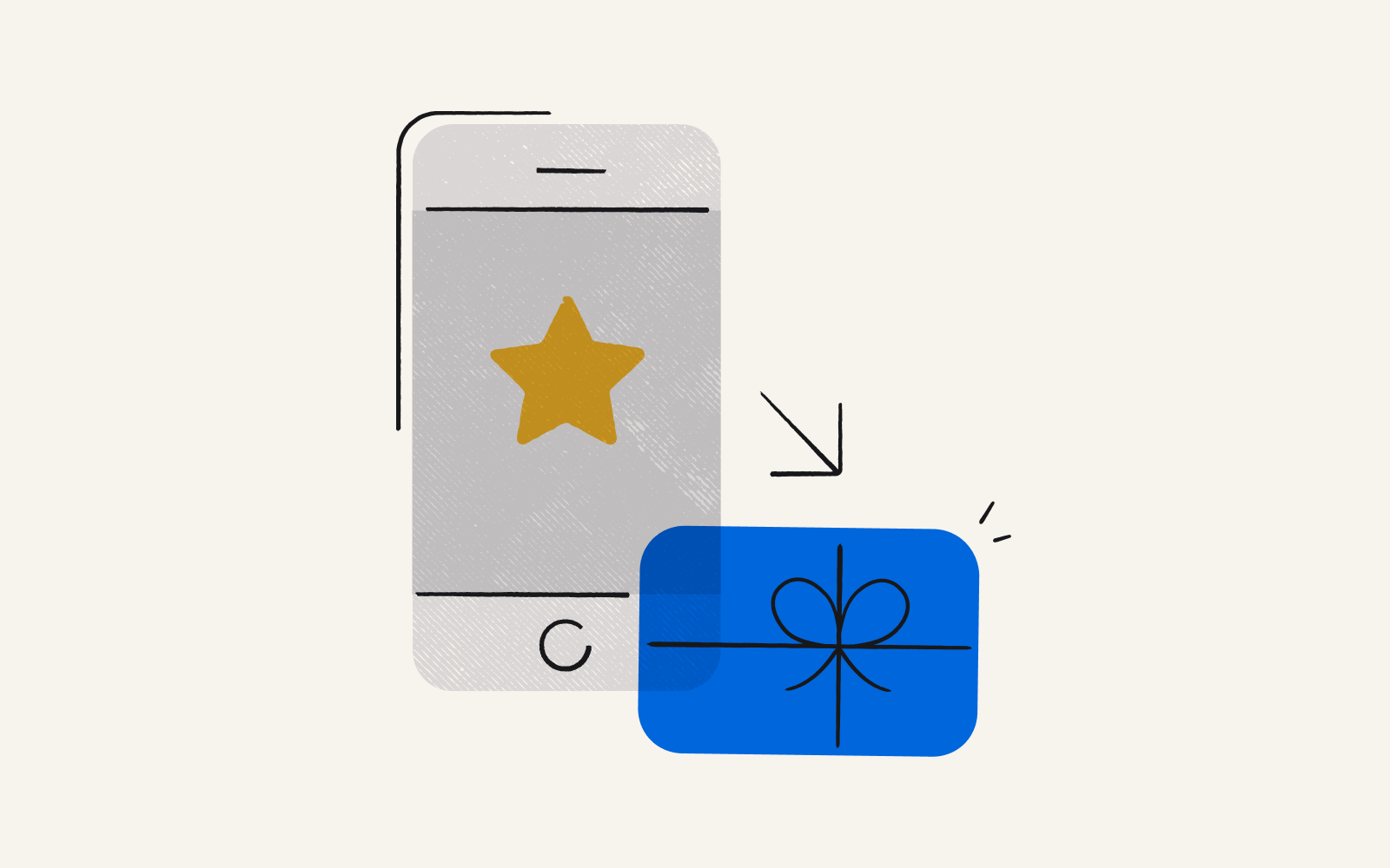 A phone with an app that gives loyalty program members incentives for making repeat purchases.