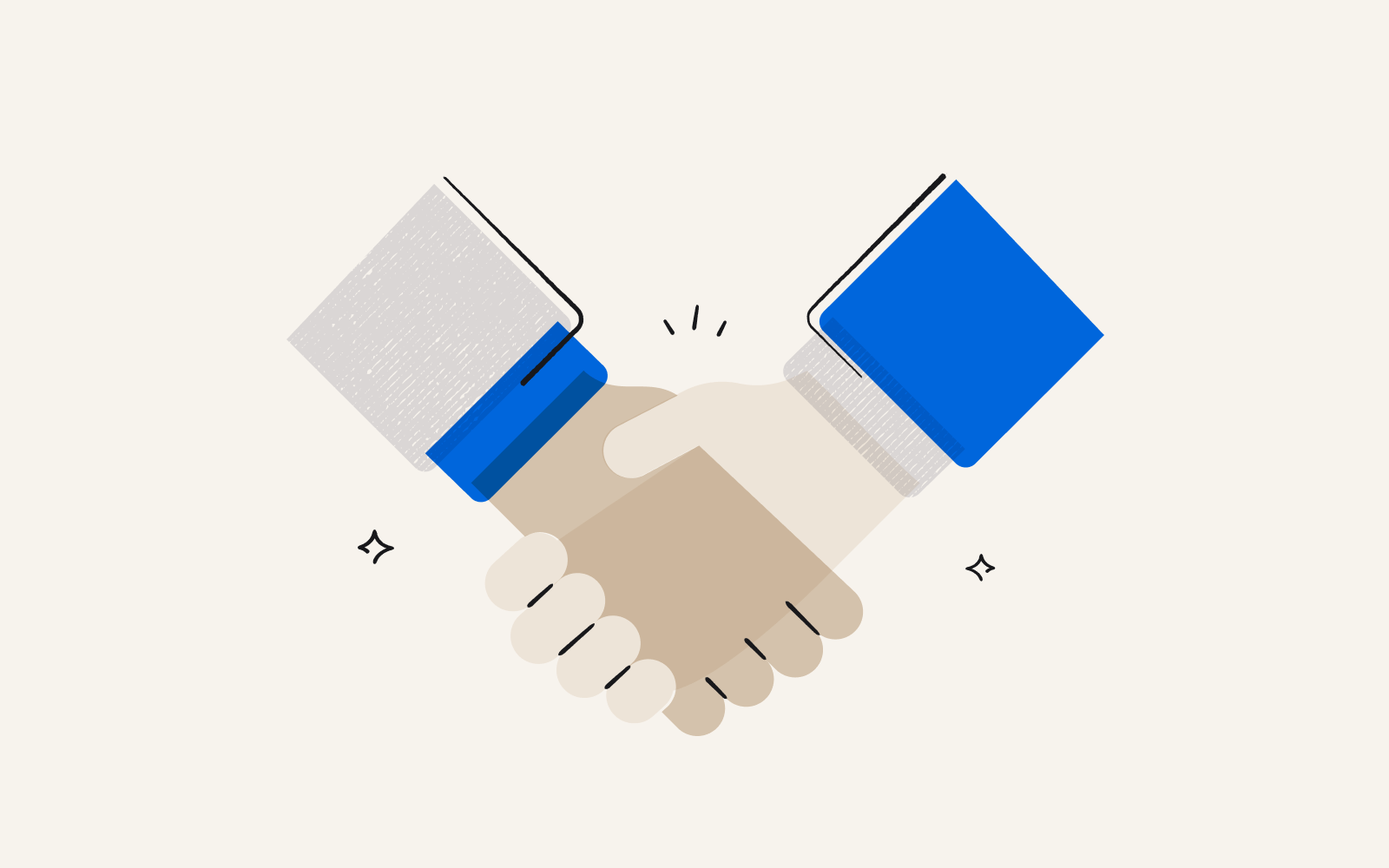 A buyer and a seller shaking hands after making a deal.