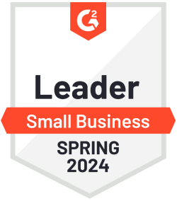 The G2 leader small business badge for Spring 2024.