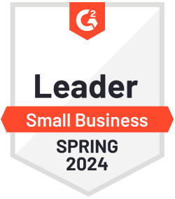 The G2 leader small business badge for Spring 2024.