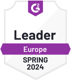 The G2 leader Europe badge for Spring 2024.