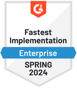 The G2 Fastest Implementation badge for Spring 2024.