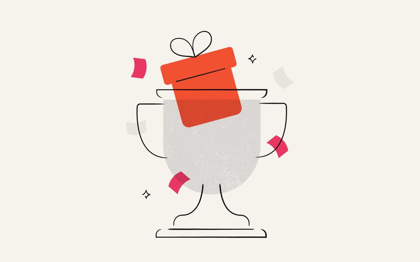 A trophy with a gift inside to represent employee engagement and employee incentives.