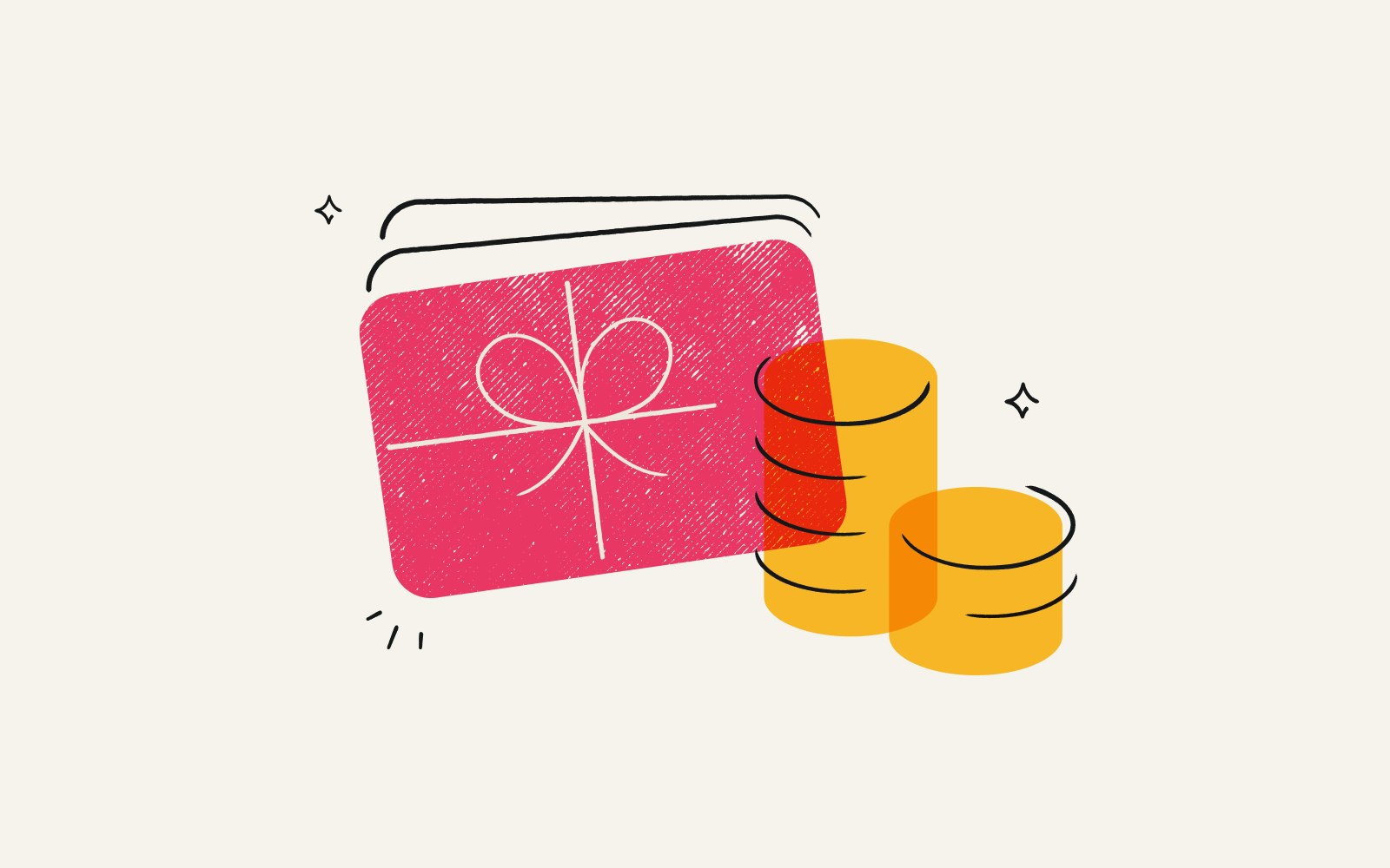 Gift cards and money representing work anniversary incentives.