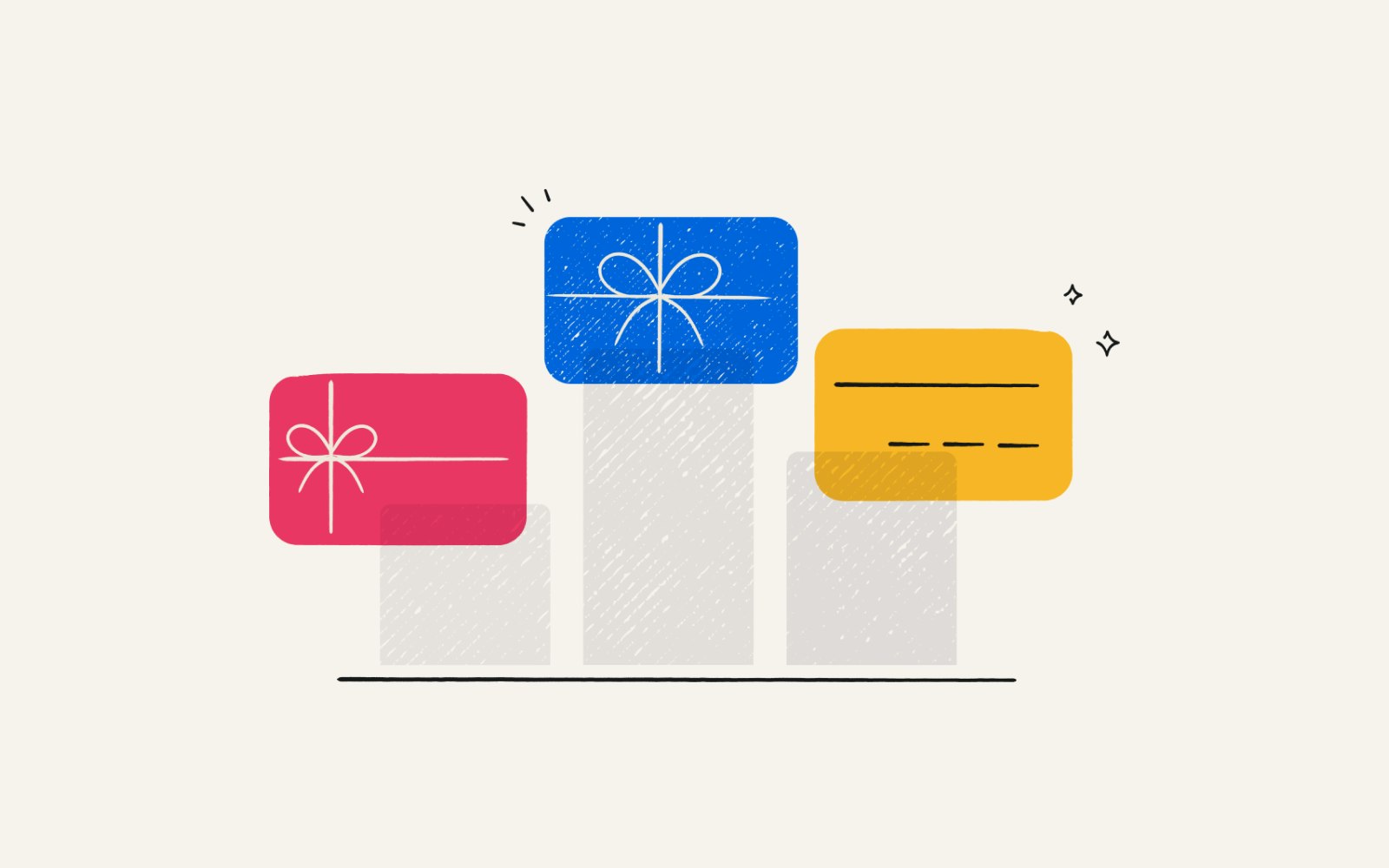 An abstract bar graph representing the top gift cards.