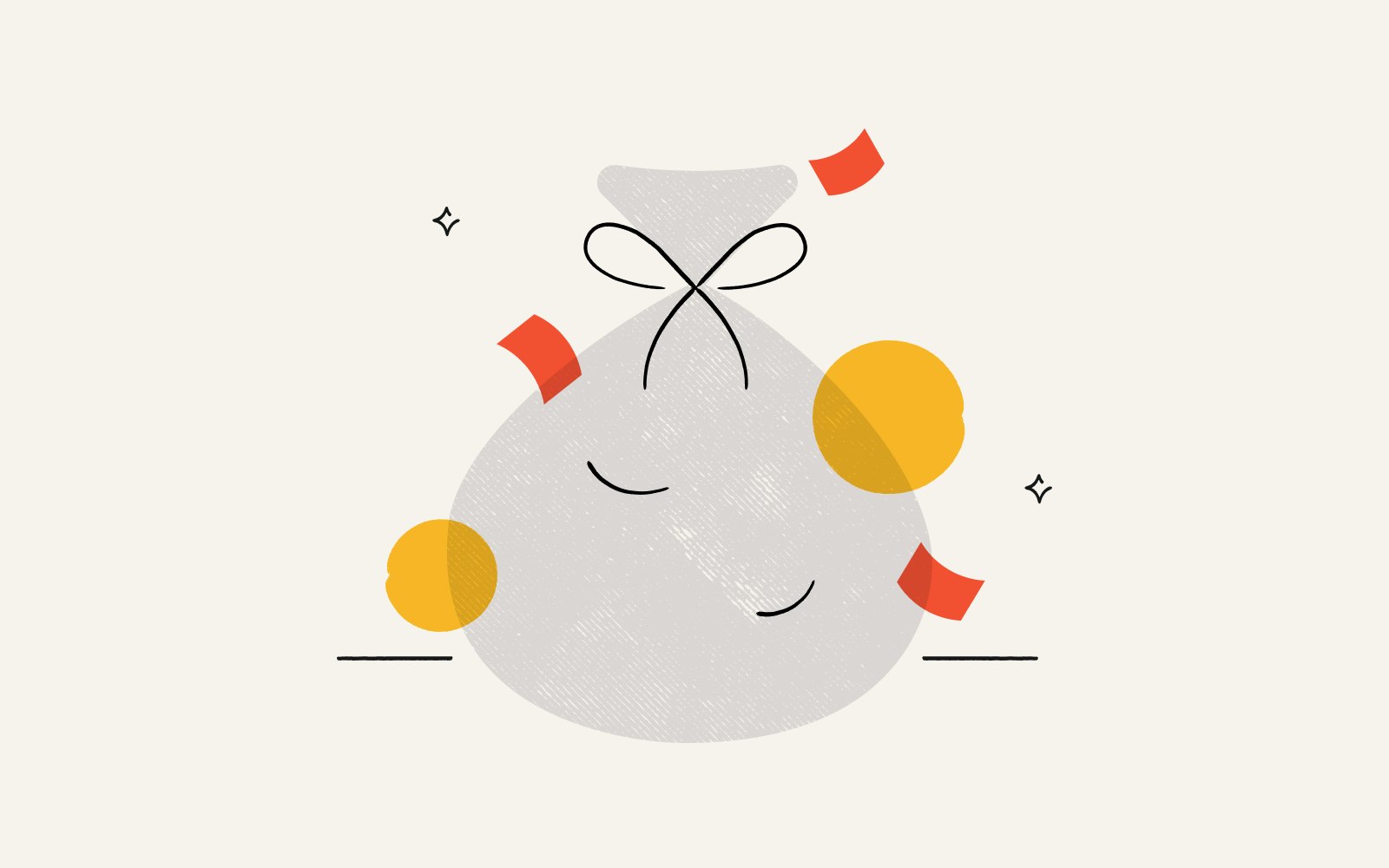 A bag of money representing a retention bonus.