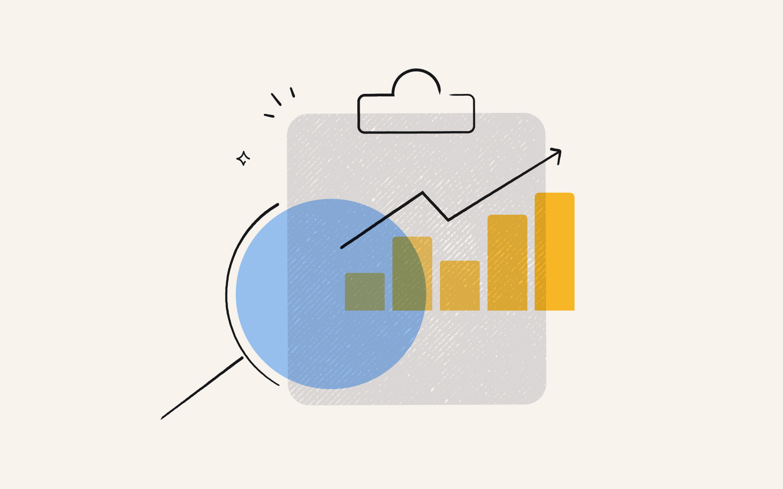 An illustration of an analysis of a business's performance representing B2B market research.