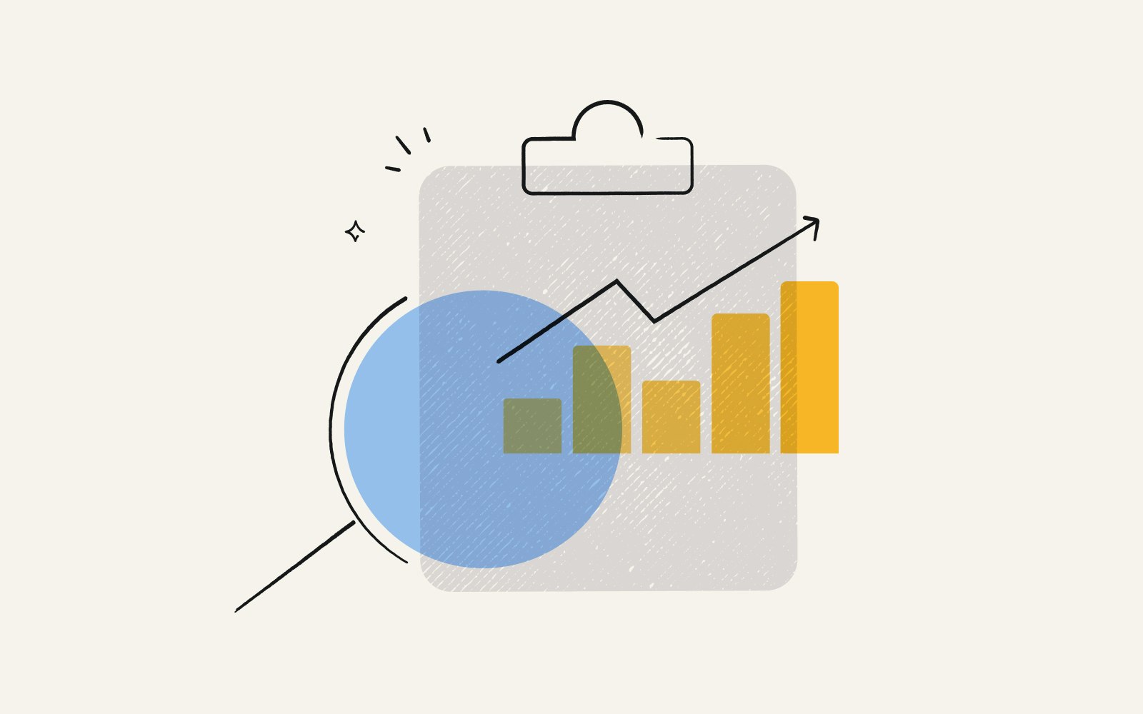 An illustration of an analysis of a business's performance representing B2B market research.
