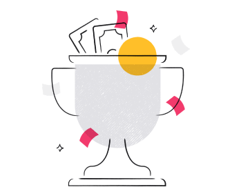 Illustration of a trophy with cash in it