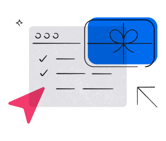 Illustration of a survey and a gift card