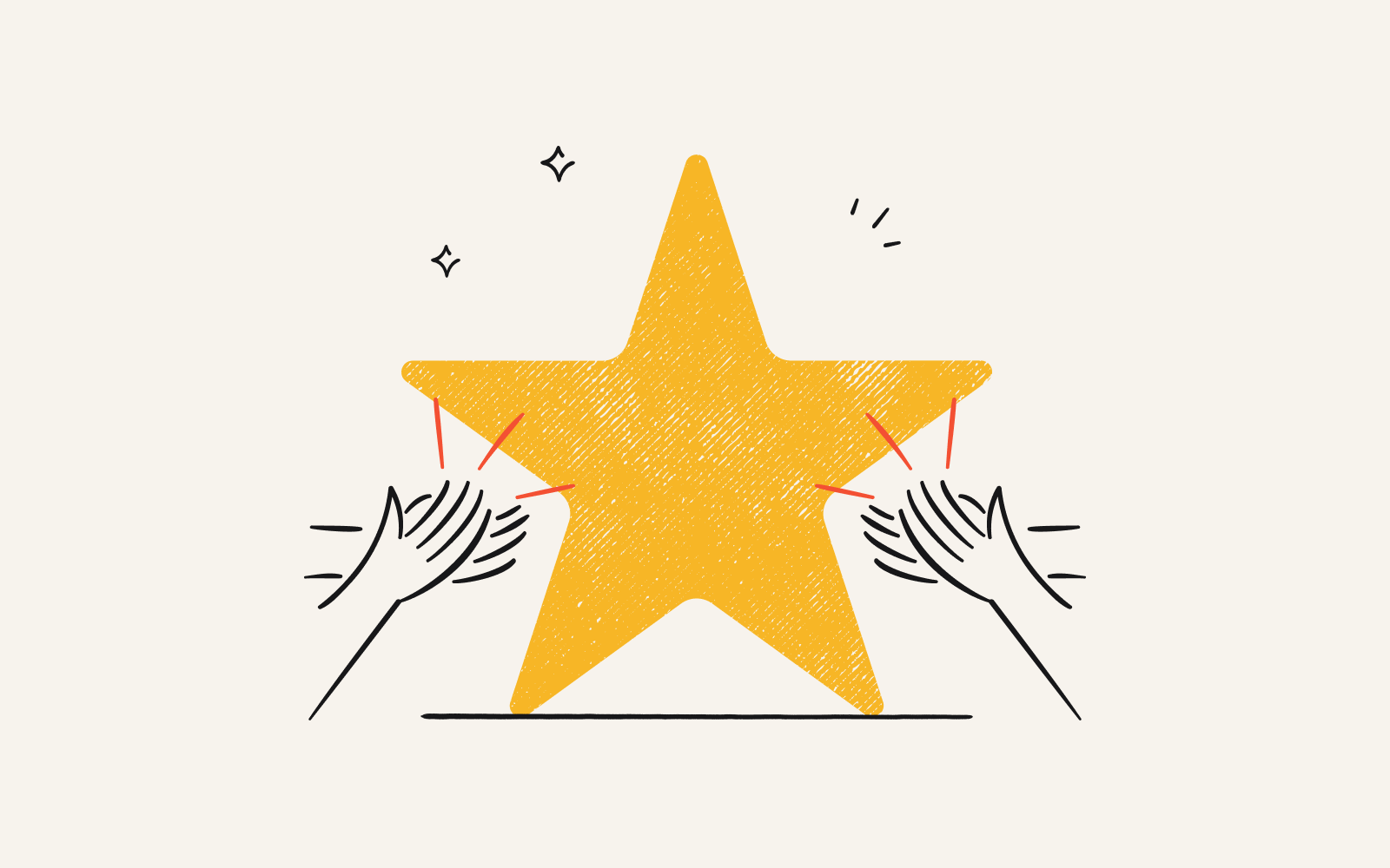 Illustration of a star with hands clapping to show peer recognition