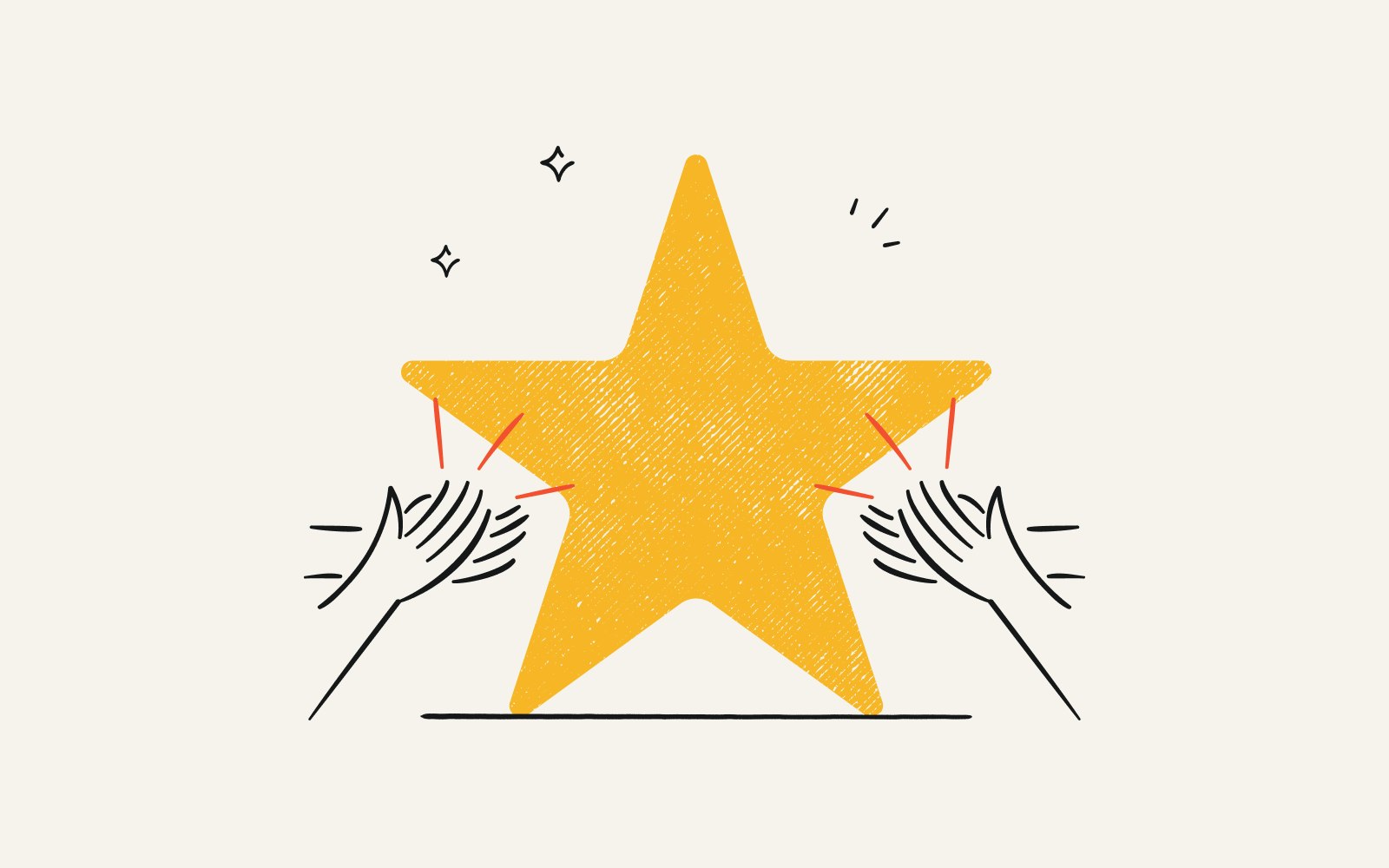 Illustration of a star with hands clapping to show peer recognition