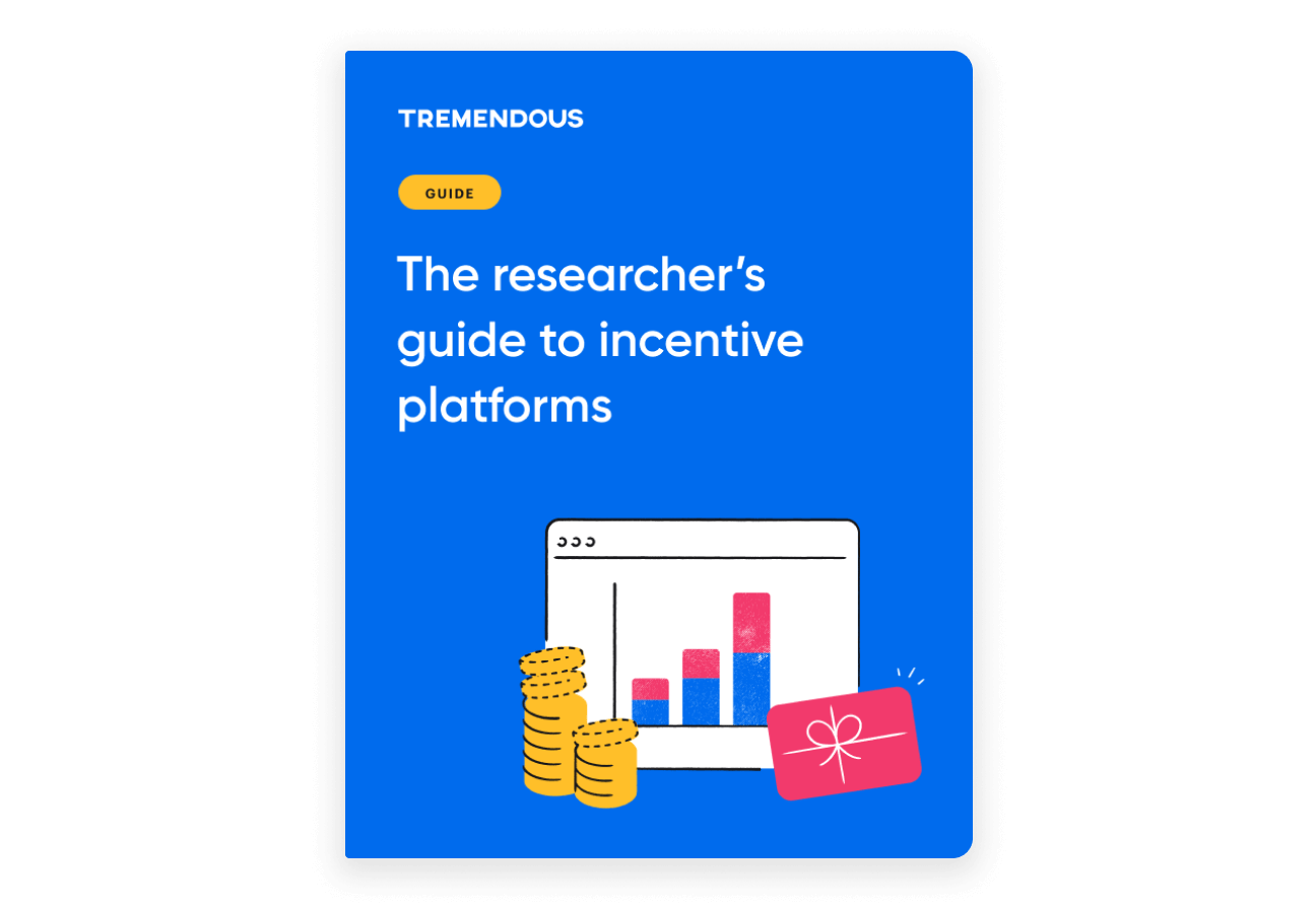 Illustration of a chart, money, and gift card