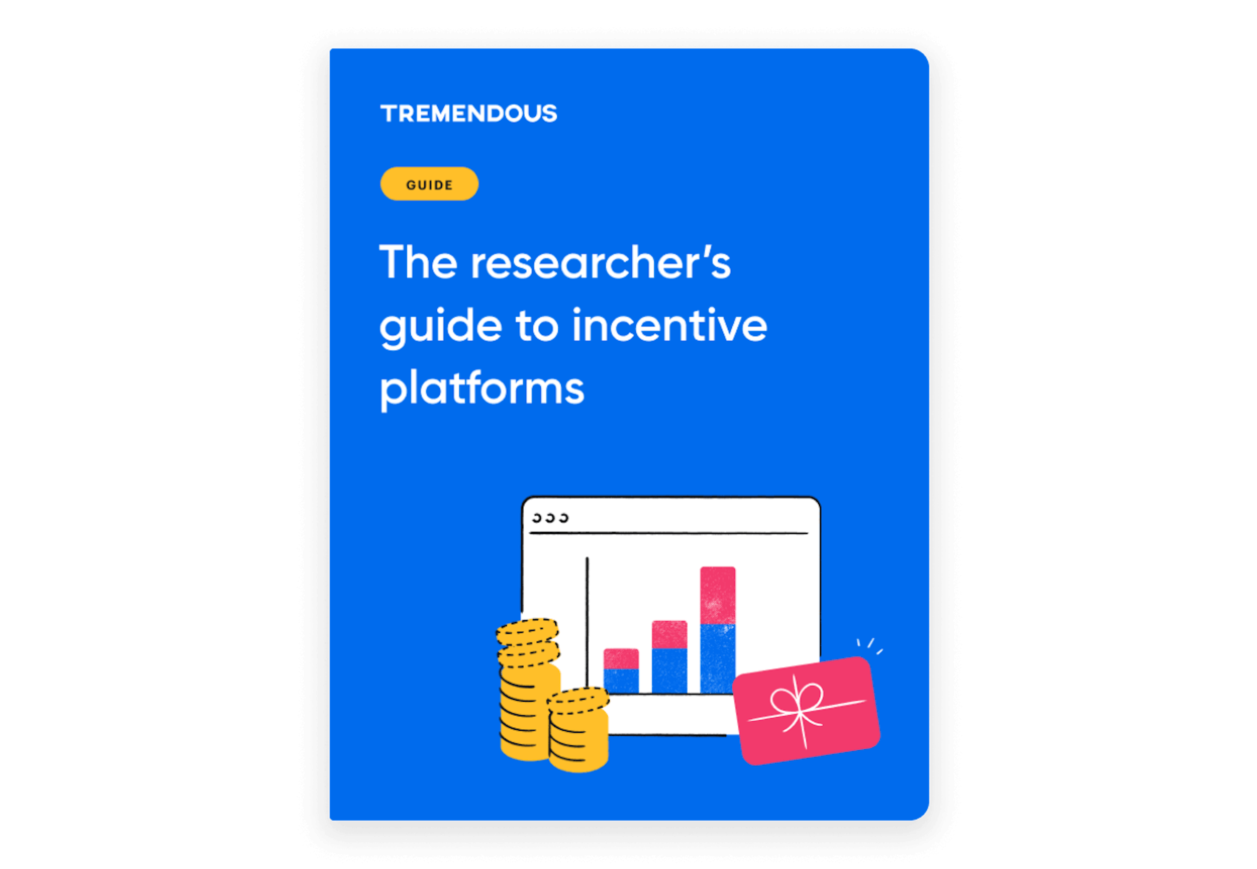 Illustration of a chart, money, and gift card