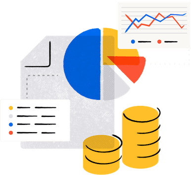 Illustration of charts and money indicating market research incentives