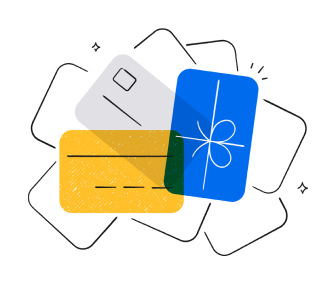 An illustration of a pile of gift cards.